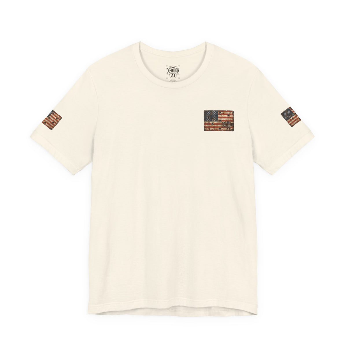 XEDITION77 "Crab Pot Life"American Flag Chest Pocket T‑Shirt