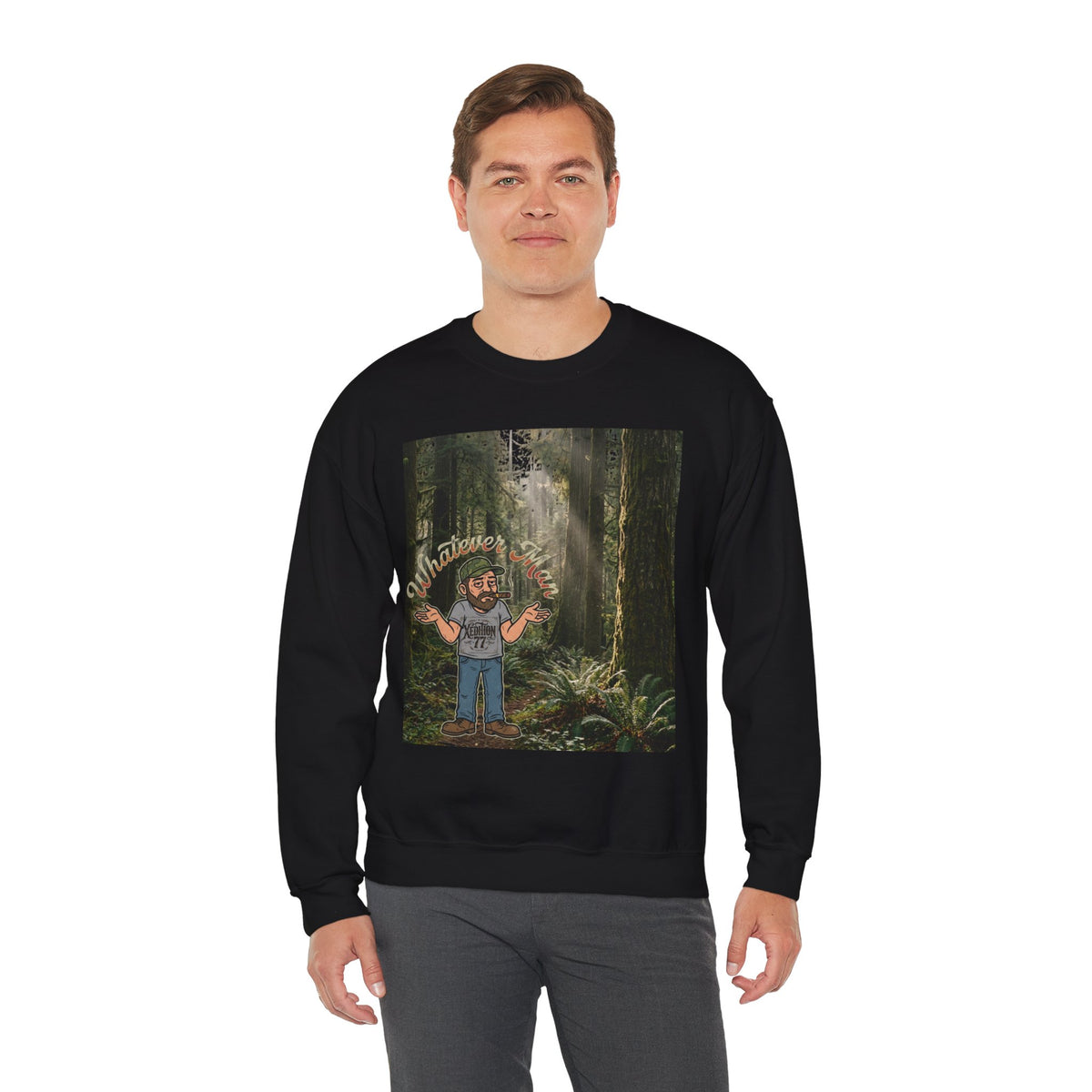 "Xedition77"Whatever Man Crewneck Sweatshirt Mr.Blunt Casual Graphic Pullover for Men