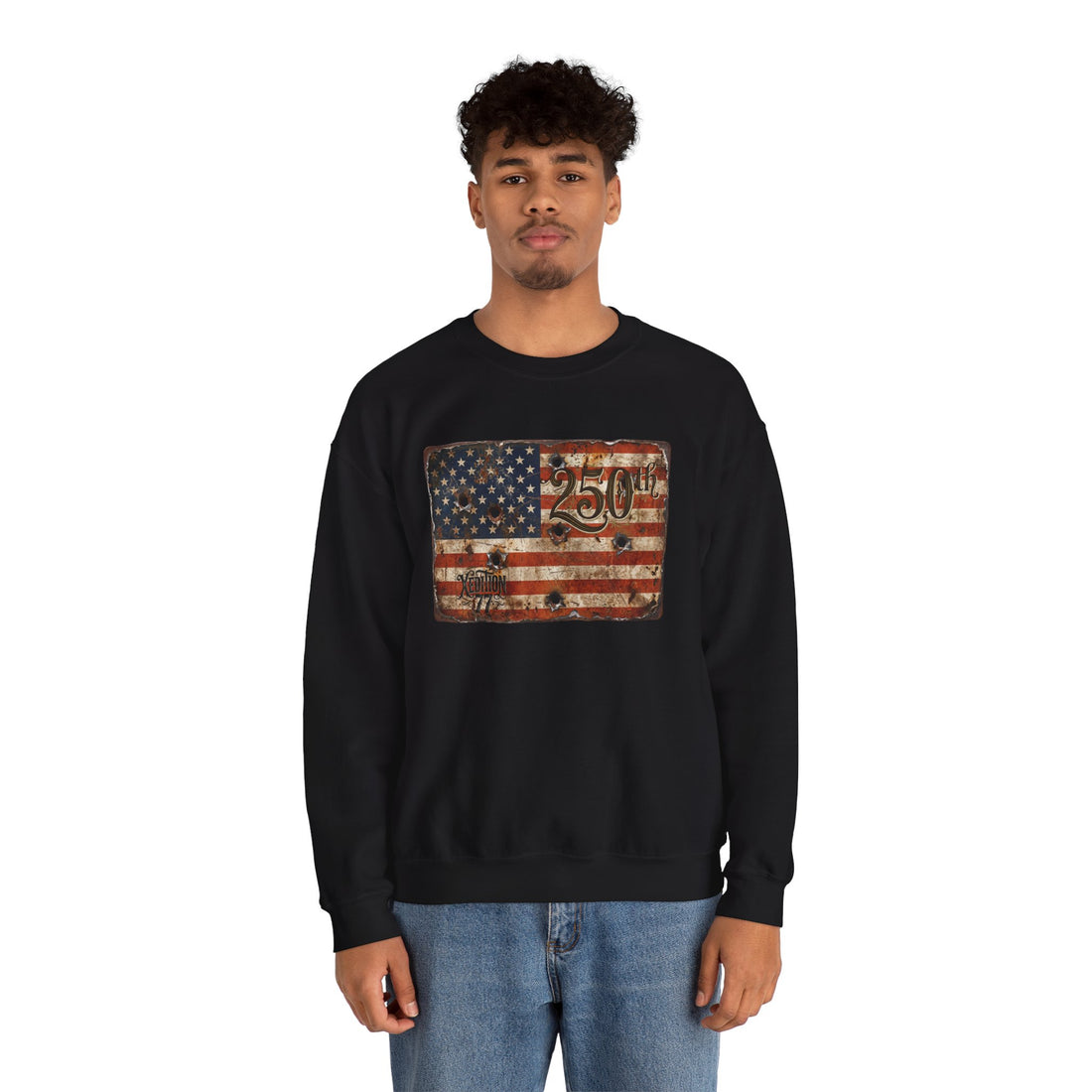 Vintage American Flag Crewneck Sweatshirt – 250th Anniversary Patriotic Design