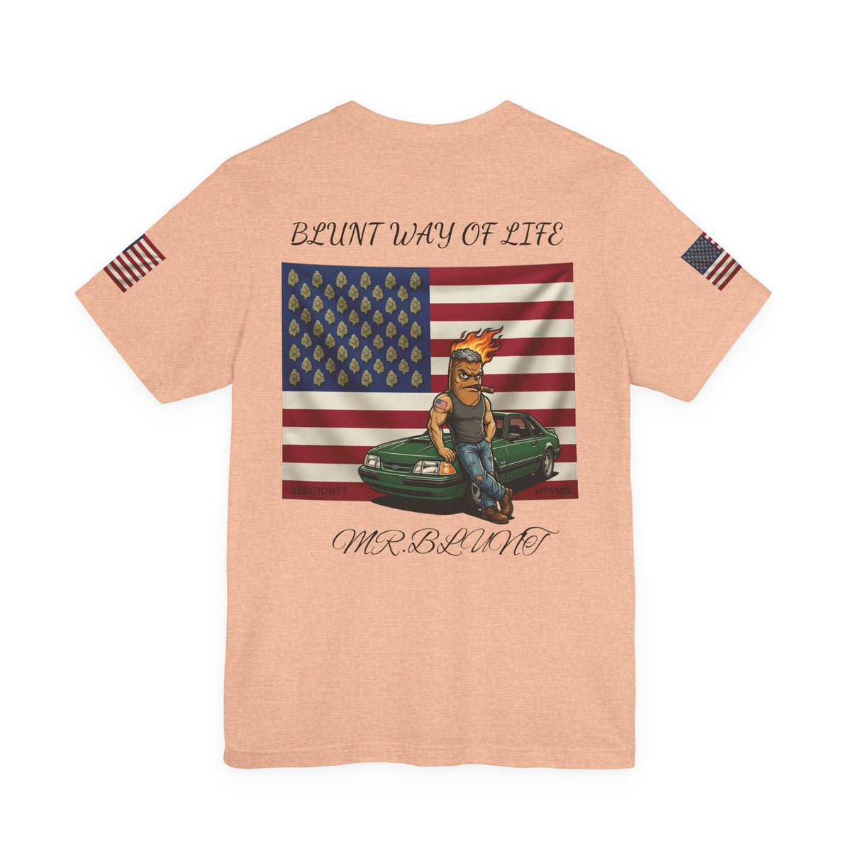 MR.BLUNT WAY OF LIFE Patriotic Graphic Tee — American Flag Car Design