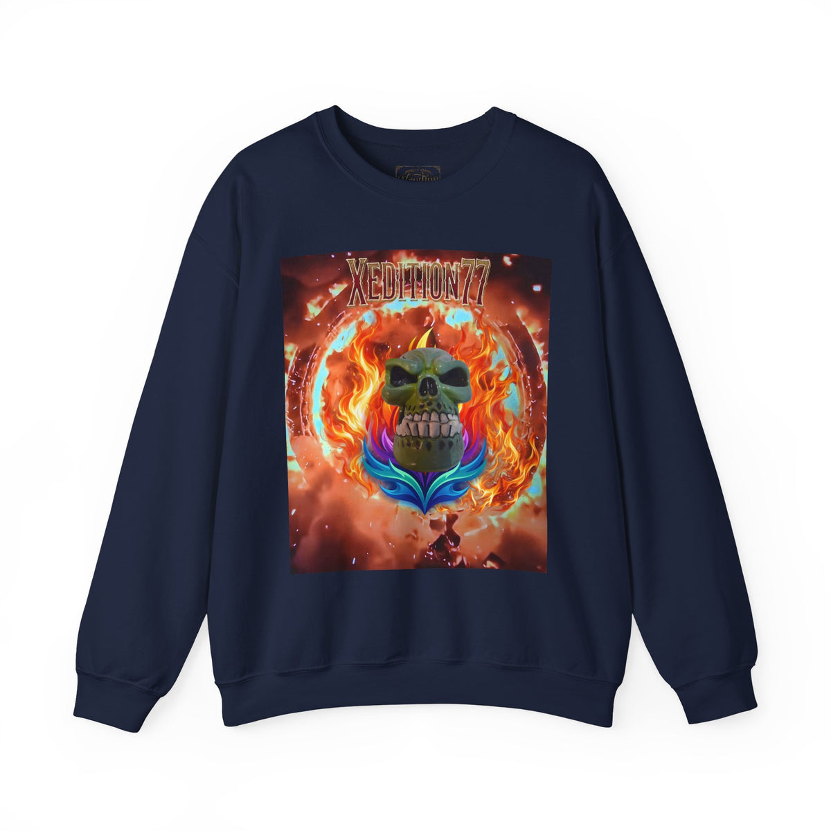 XEDITION77 Flaming Skull Crewneck Sweatshirt