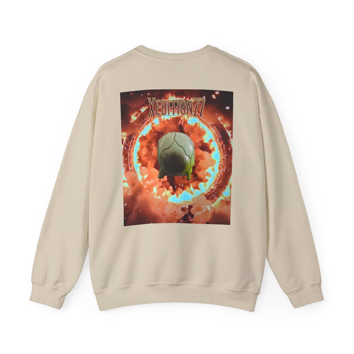 XEDITION77 Flaming Skull Crewneck Sweatshirt