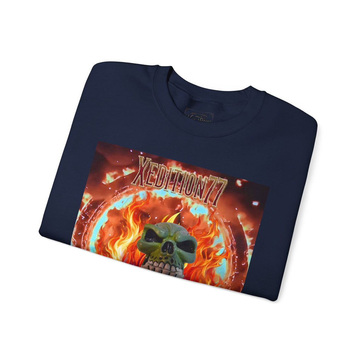 XEDITION77 Flaming Skull Crewneck Sweatshirt