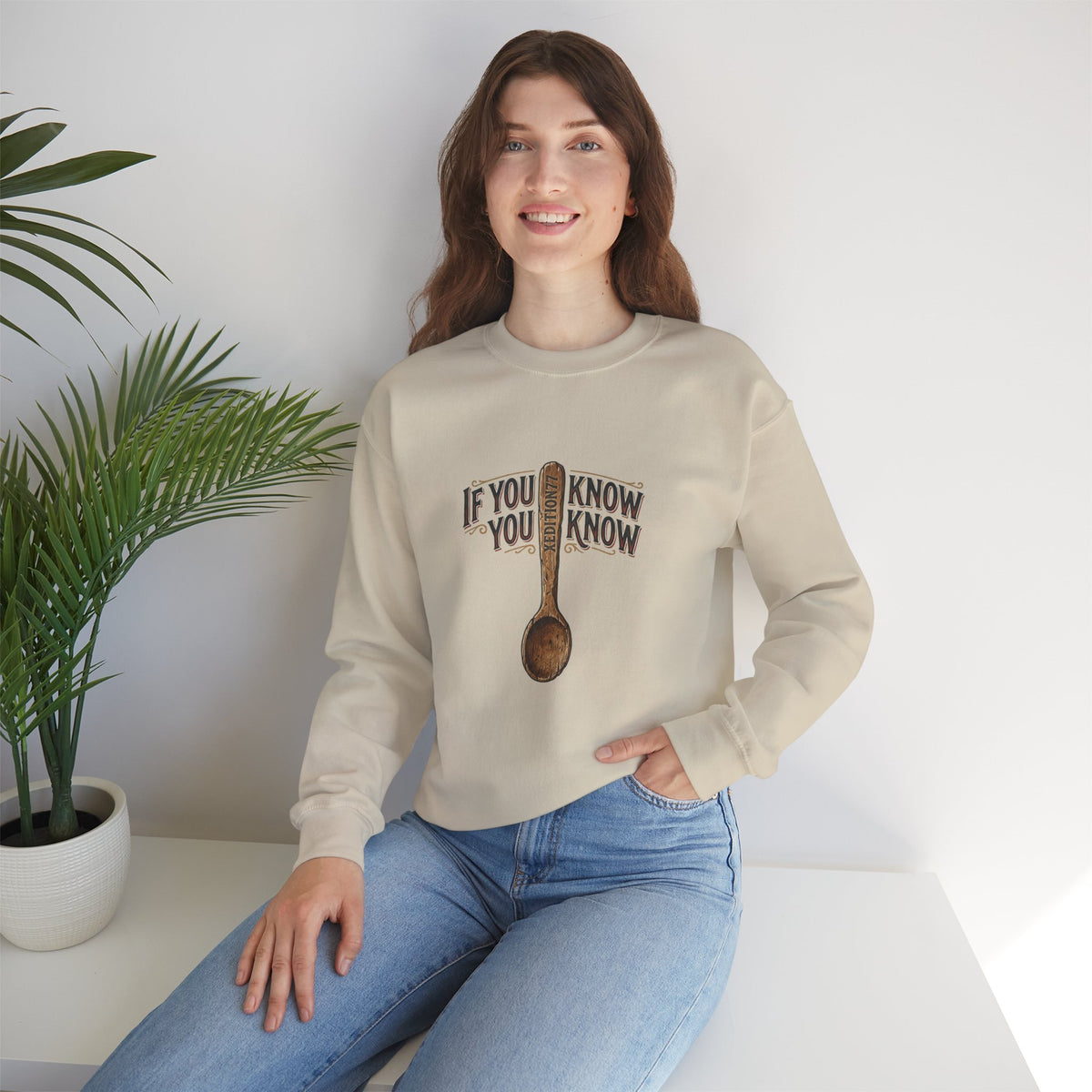 Xedition77 Crewneck Sweatshirt — “If You Know, You Know” Vintage Spoon Graphic