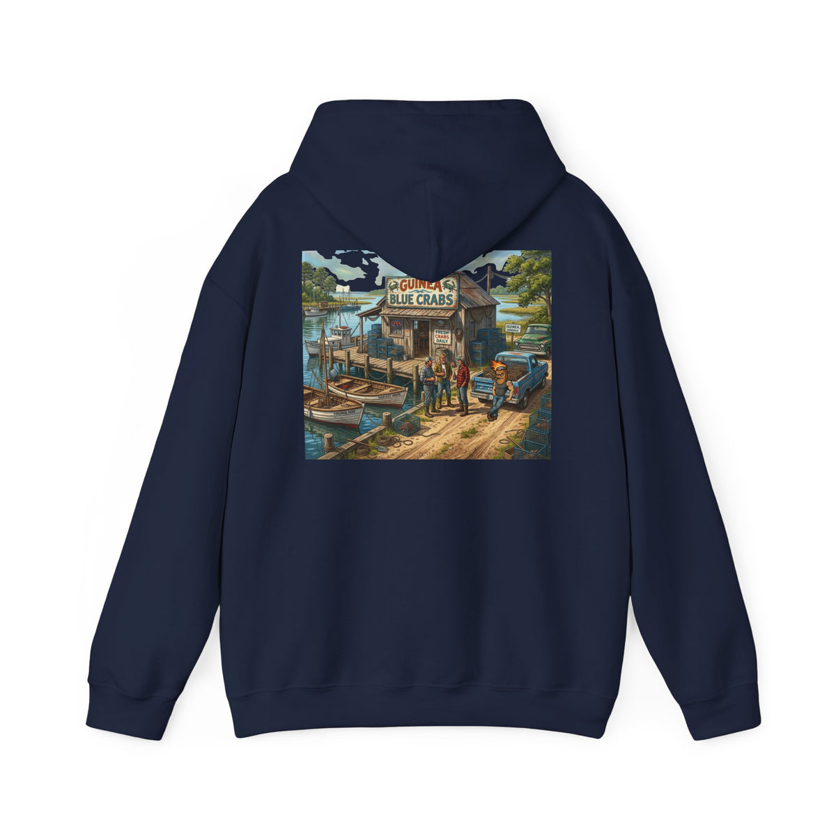 Xedition77 CRAB "POT" LIFE GUINEA VA. American Flag Vintage Hoodie Patriotic Distressed USA Sweatshirt