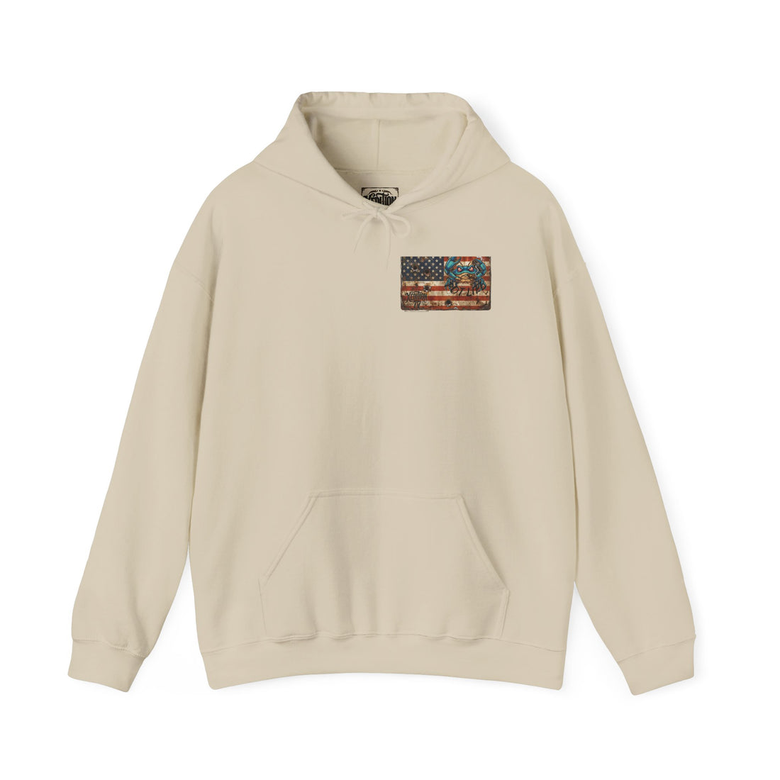 Xedition77 CRAB "POT" LIFE GUINEA VA. American Flag Vintage Hoodie Patriotic Distressed USA Sweatshirt