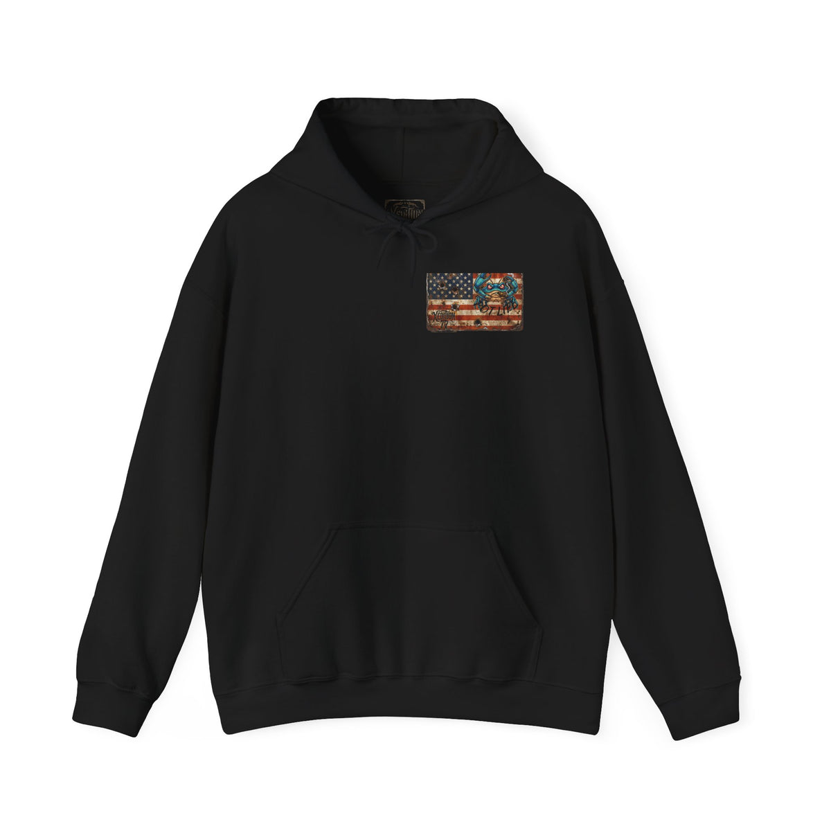 Xedition77 CRAB "POT" LIFE GUINEA VA. American Flag Vintage Hoodie Patriotic Distressed USA Sweatshirt