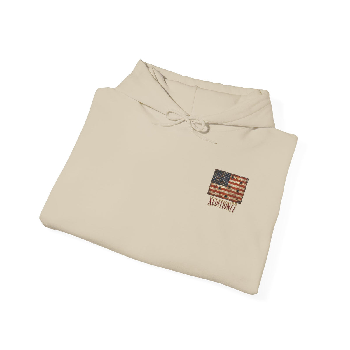 Hoodie — Small Brick American Flag Chest Print