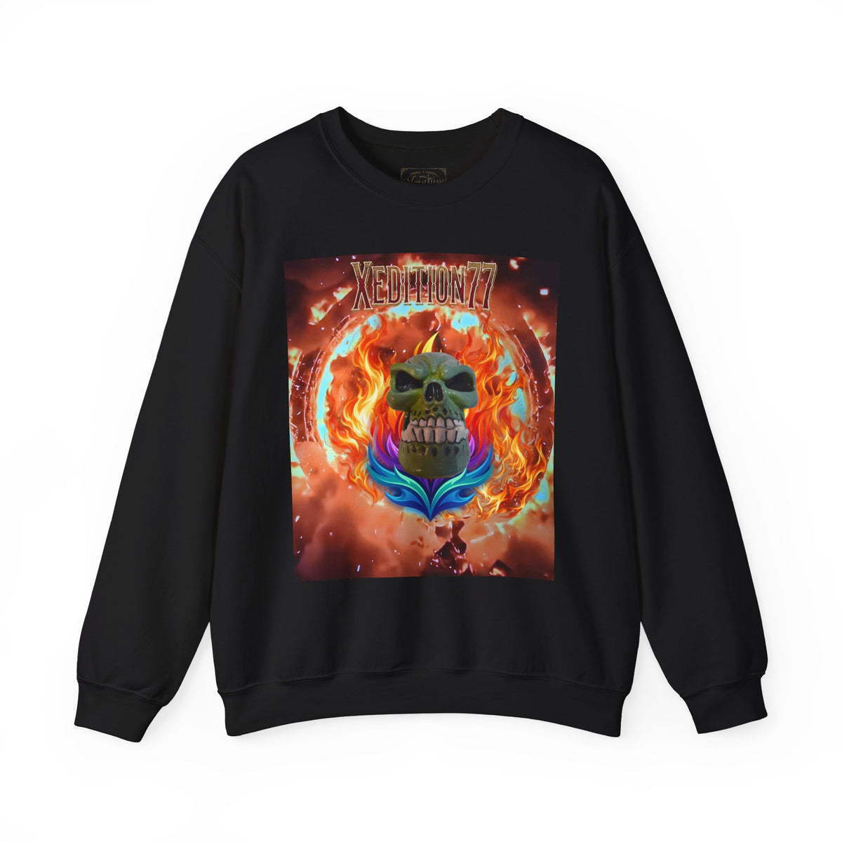 XEDITION77 Flaming Skull Crewneck Sweatshirt