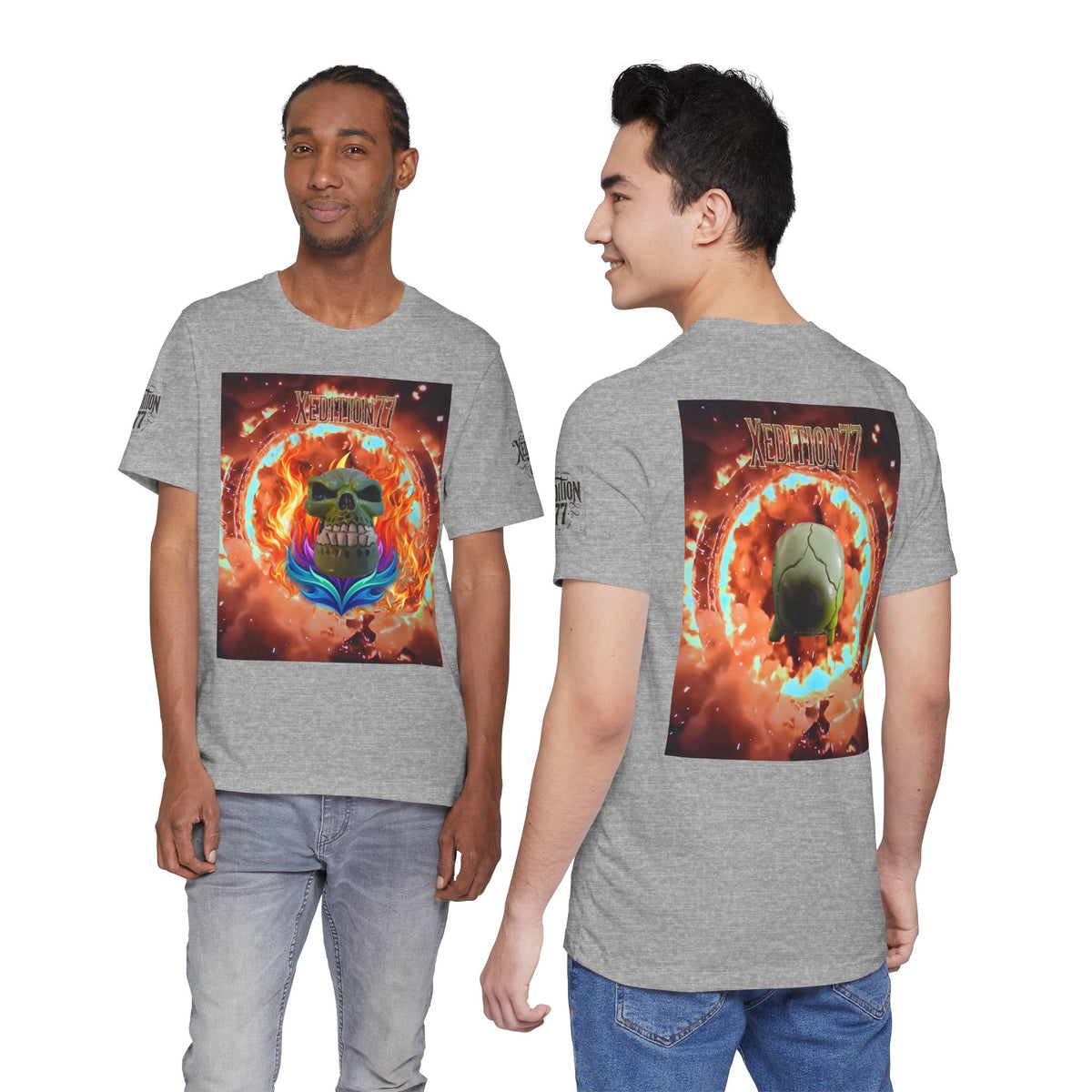 XEDITION77 Flaming Skull Graphic Tee