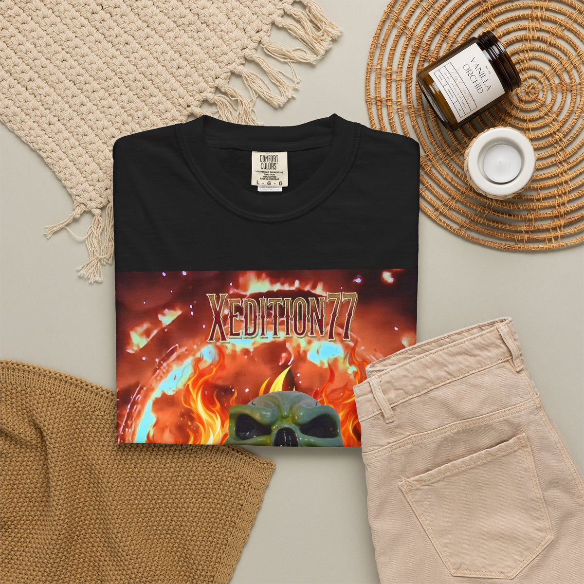 XEDITION77 Skull Flame Graphic T-Shirt