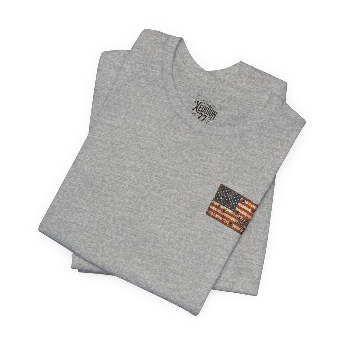 XEDITION77 "Crab Pot Life"American Flag Chest Pocket T‑Shirt