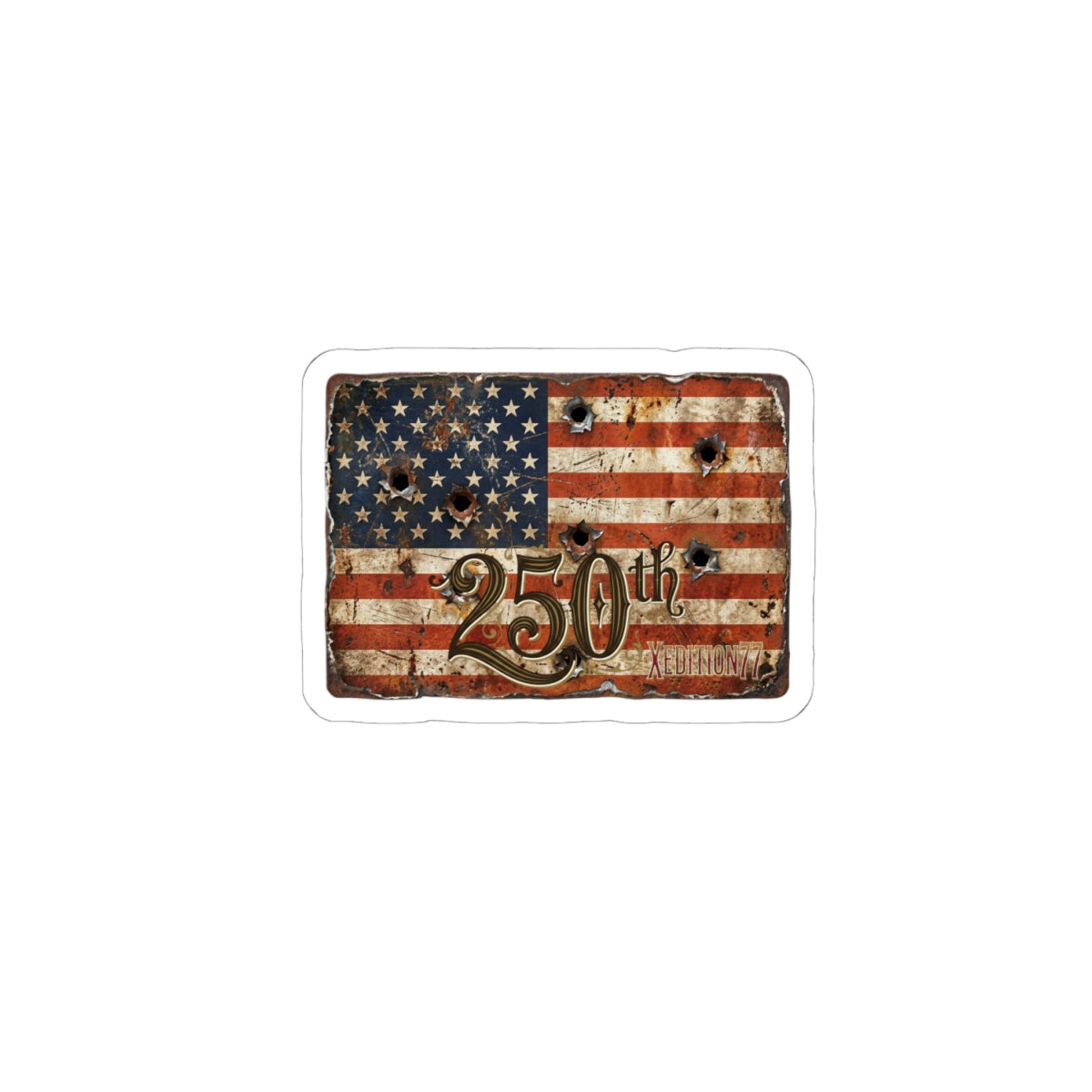 250th Vintage Bullet-Hole American Flag Sticker