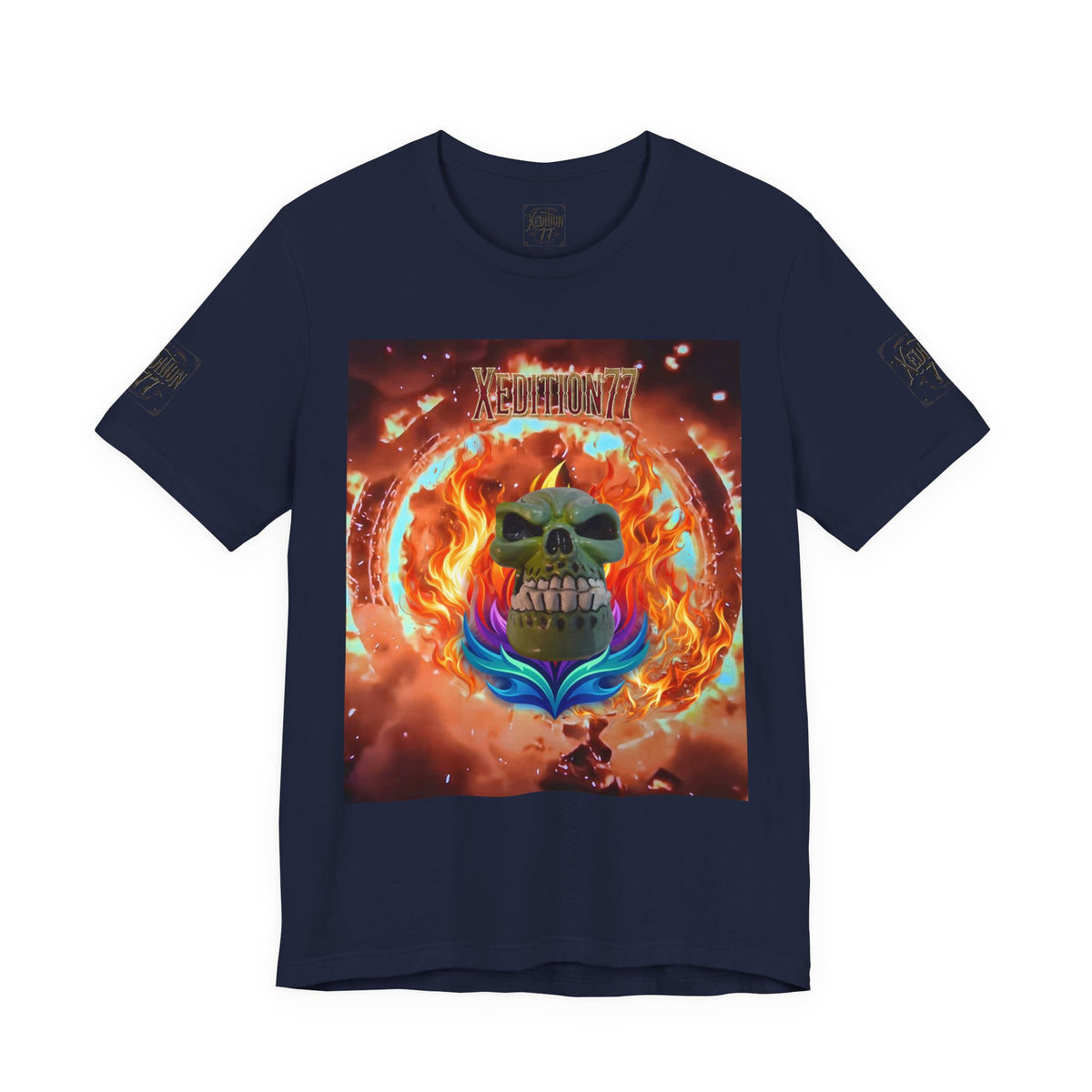 XEDITION77 Flaming Skull Graphic Tee