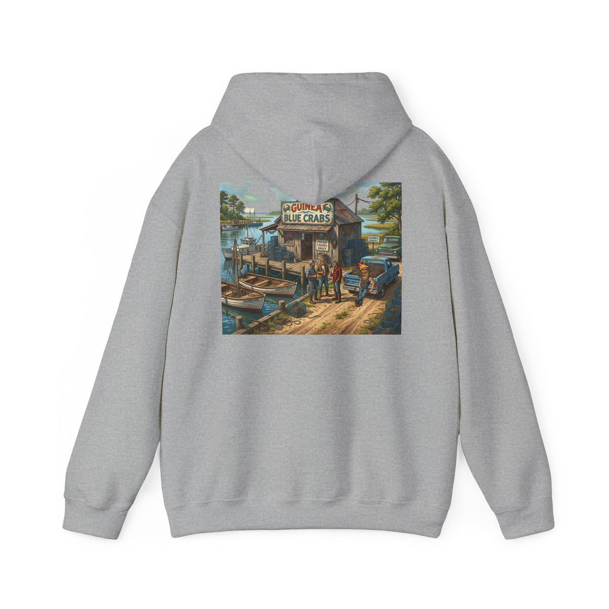 Xedition77 CRAB "POT" LIFE GUINEA VA. American Flag Vintage Hoodie Patriotic Distressed USA Sweatshirt