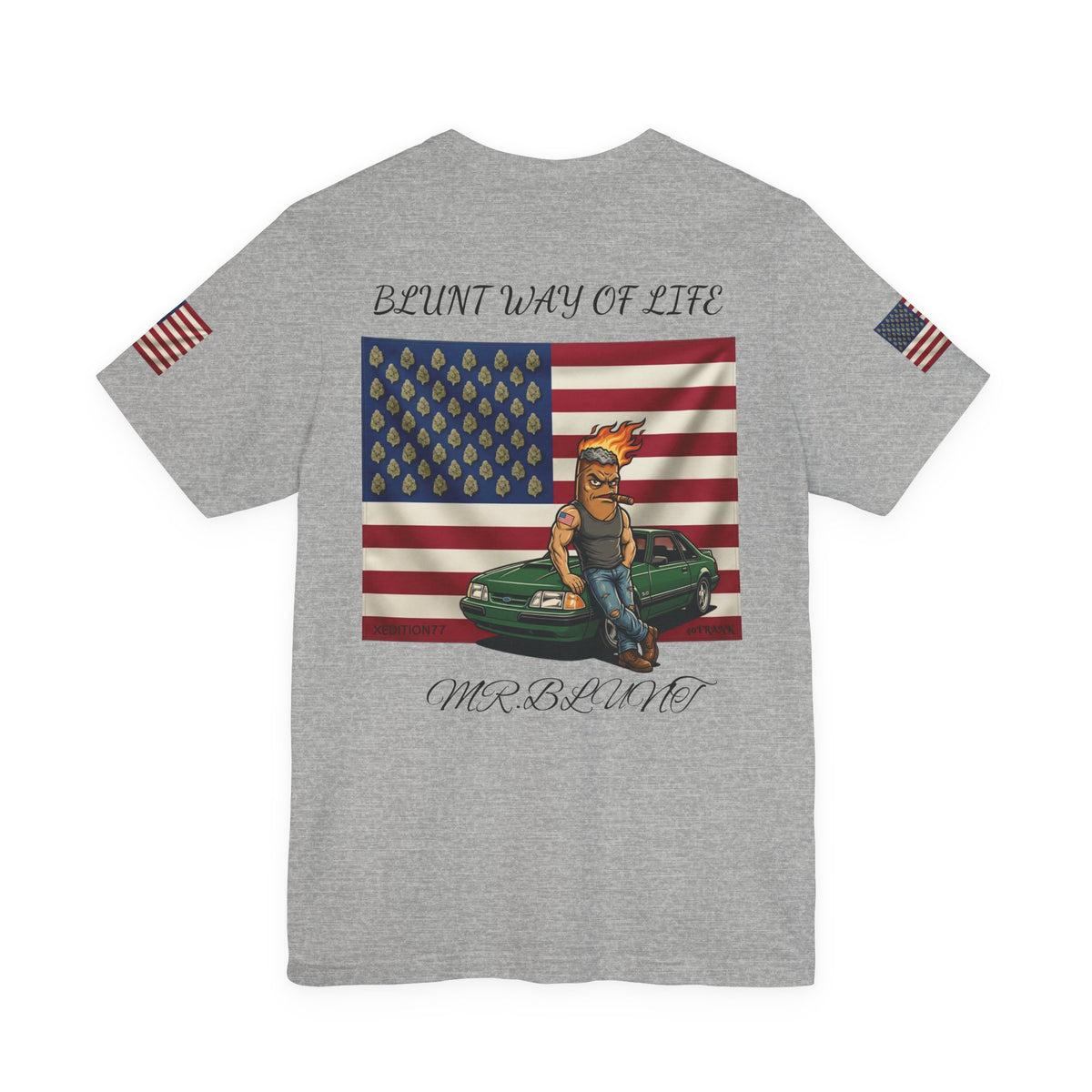 MR.BLUNT WAY OF LIFE Patriotic Graphic Tee — American Flag Car Design