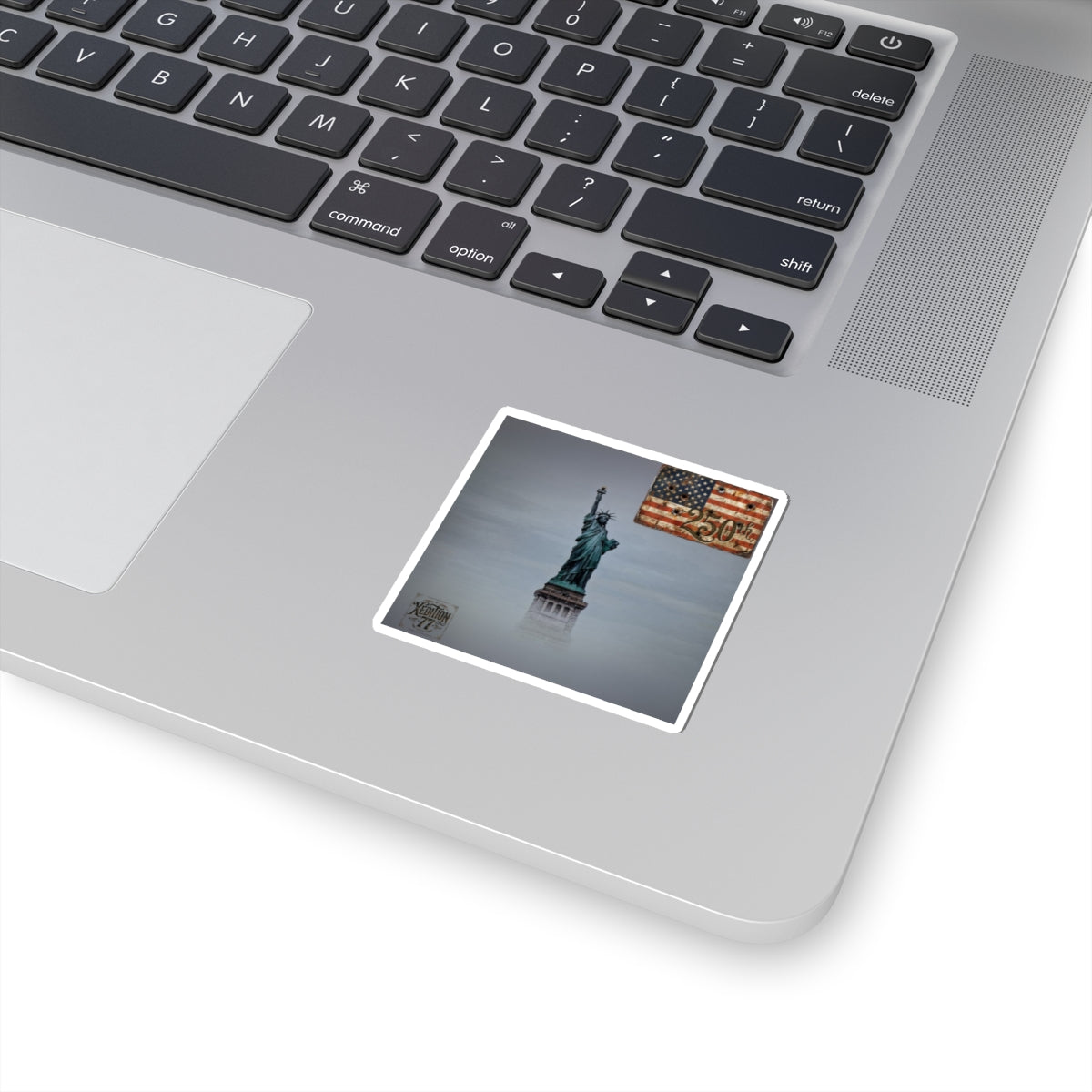 Statue of Liberty & Vintage Flag Kiss-Cut Sticker — 250th Anniversary Patriotic Decal