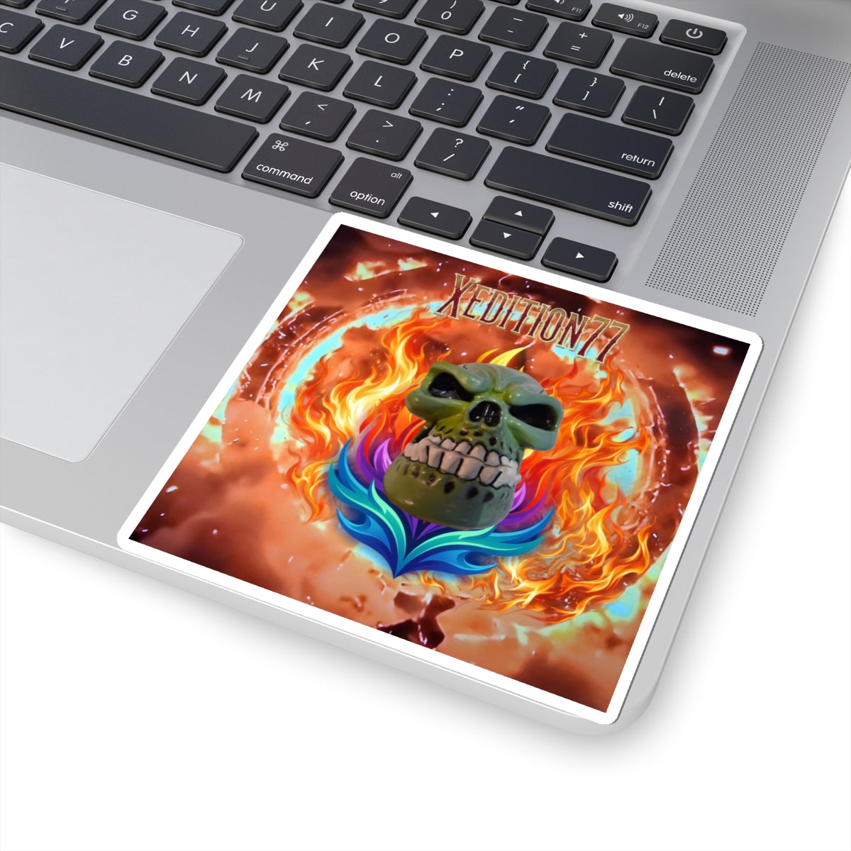 Flaming Skull Cut Sticker — Xedition77 Graphic Decal