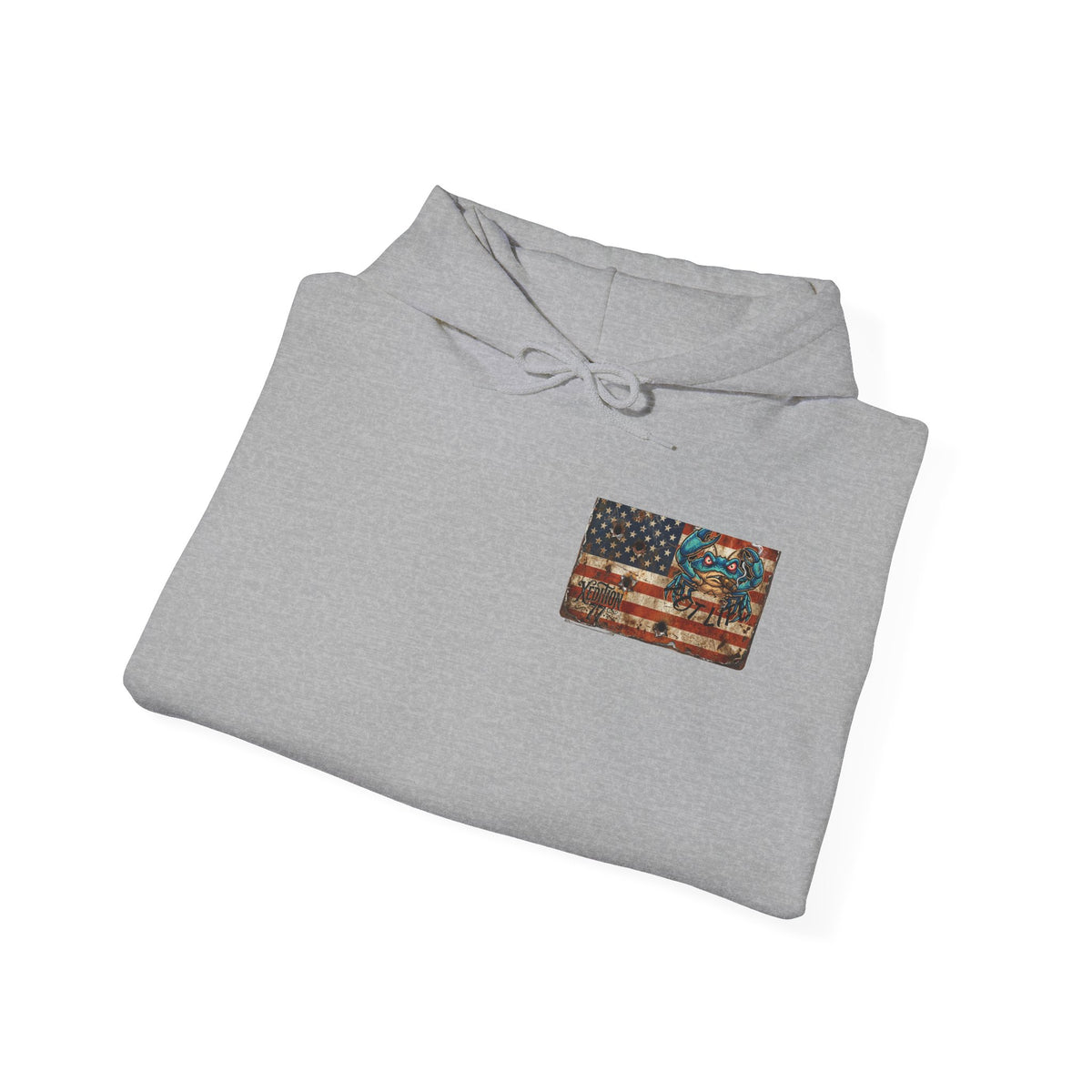Xedition77 CRAB "POT" LIFE GUINEA VA. American Flag Vintage Hoodie Patriotic Distressed USA Sweatshirt