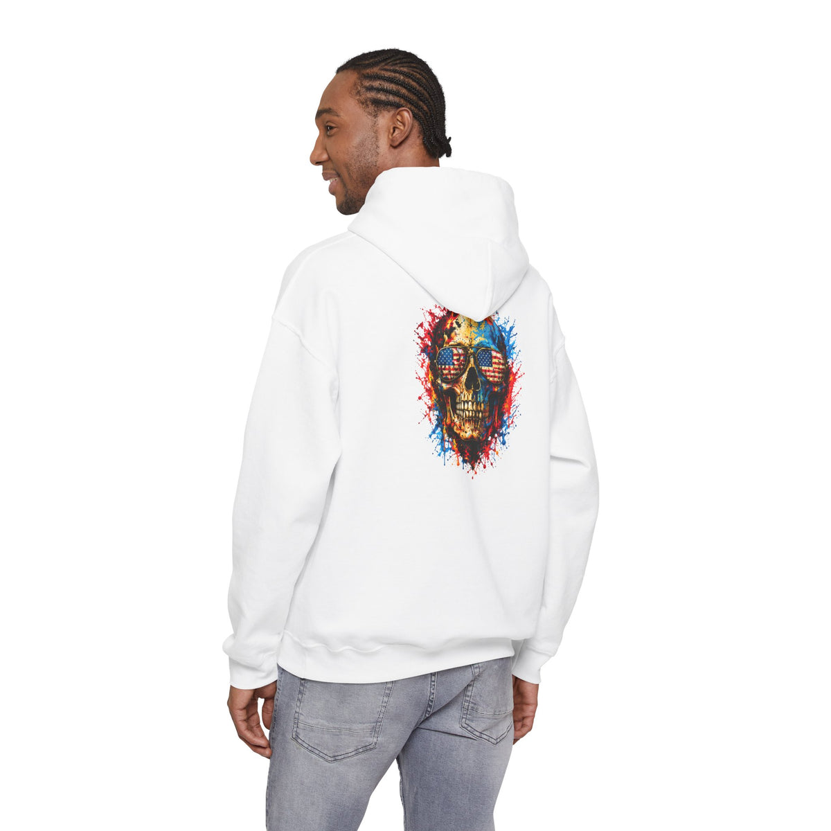 Hoodie — Small Brick American Flag Chest Print