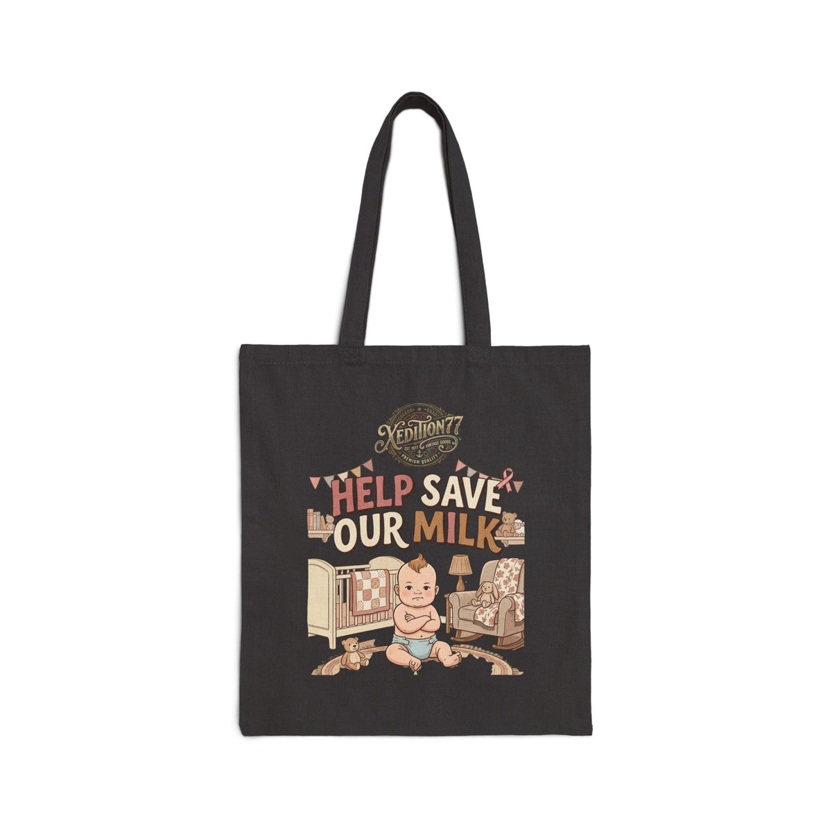 "Breast cancer awareness" Help Save Our Milk Canvas Tote Bag