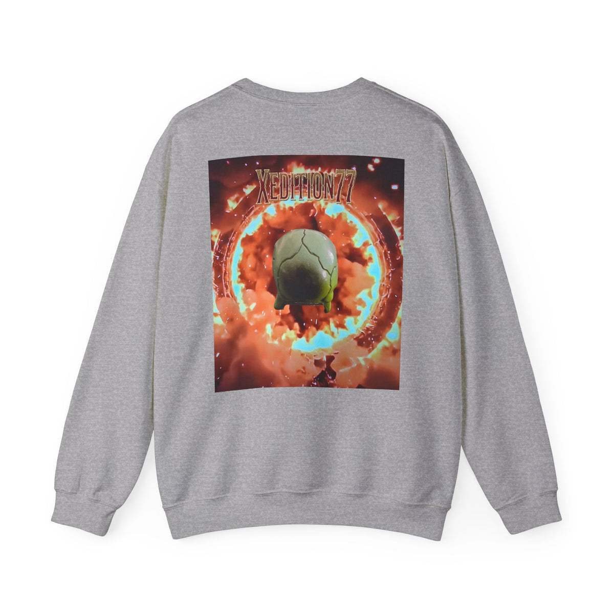 XEDITION77 Flaming Skull Crewneck Sweatshirt
