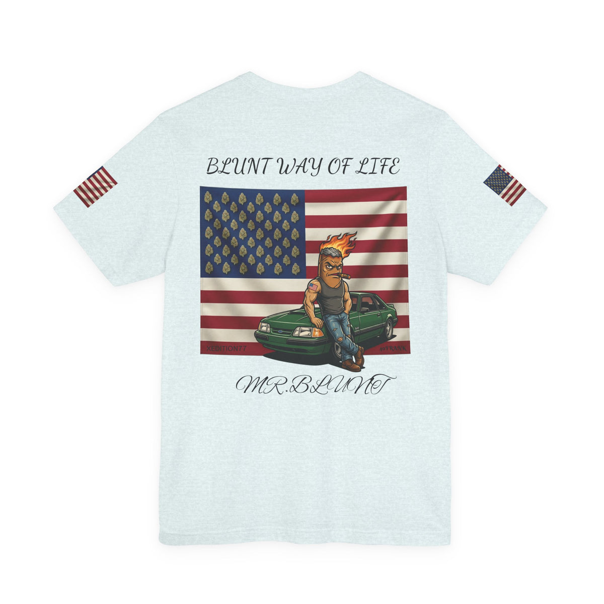 MR.BLUNT WAY OF LIFE Patriotic Graphic Tee — American Flag Car Design