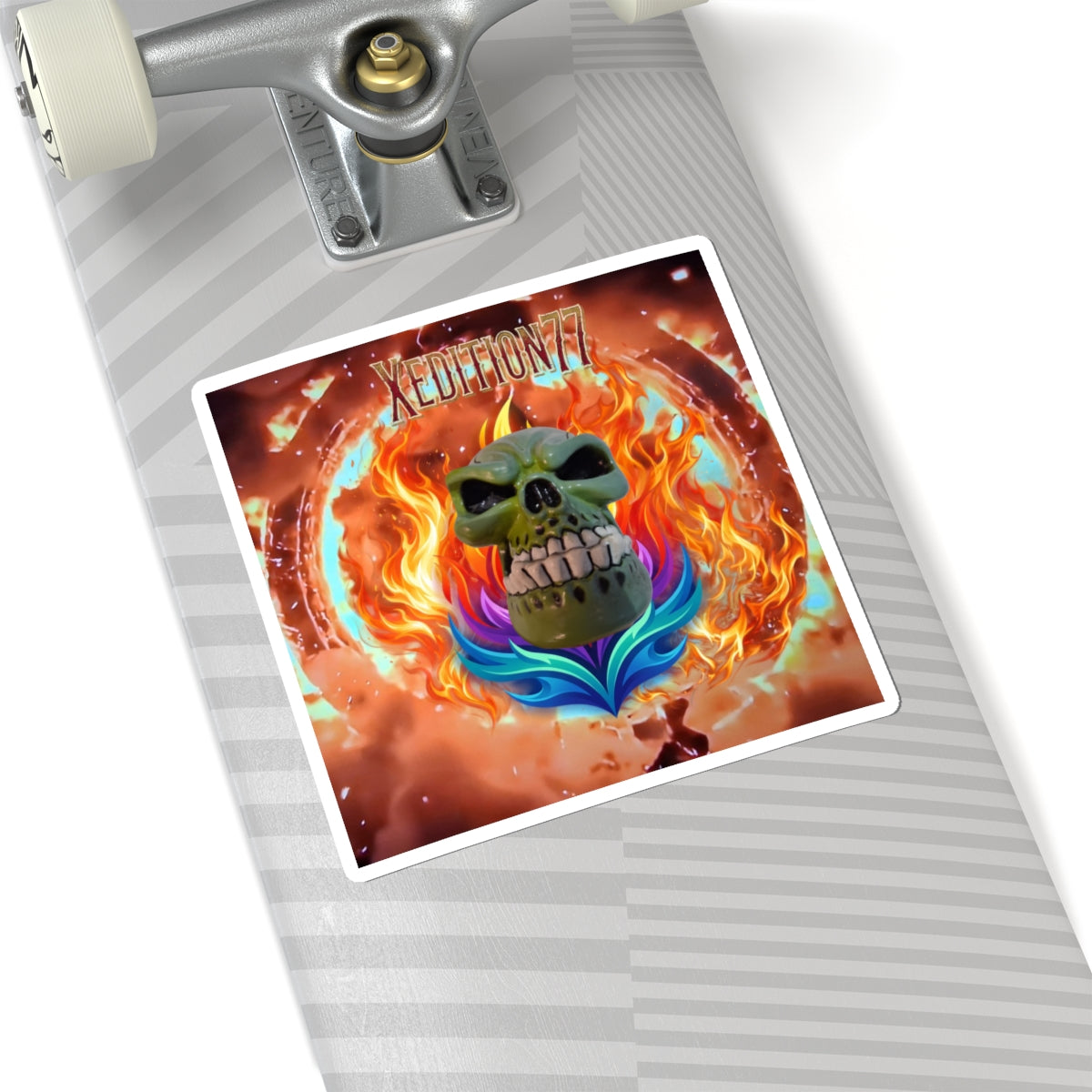 Flaming Skull Cut Sticker — Xedition77 Graphic Decal