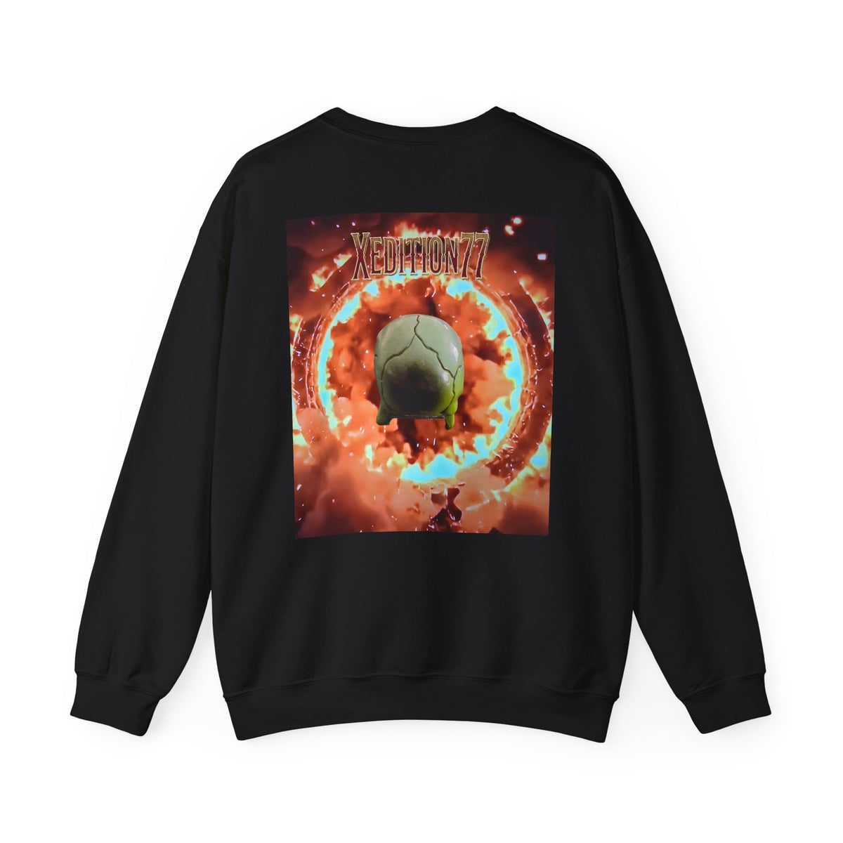 XEDITION77 Flaming Skull Crewneck Sweatshirt