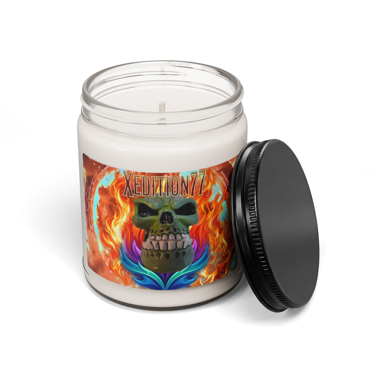Skull Flame Soy Candle — 9oz Scented Jar ("XEDITION77")