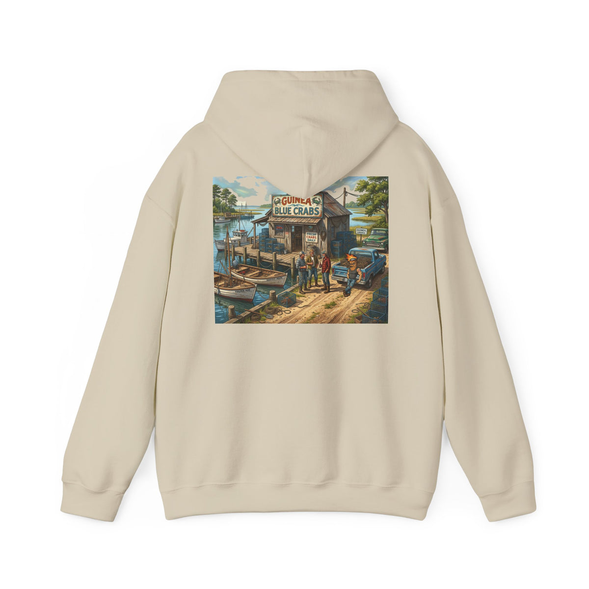 Xedition77 CRAB "POT" LIFE GUINEA VA. American Flag Vintage Hoodie Patriotic Distressed USA Sweatshirt
