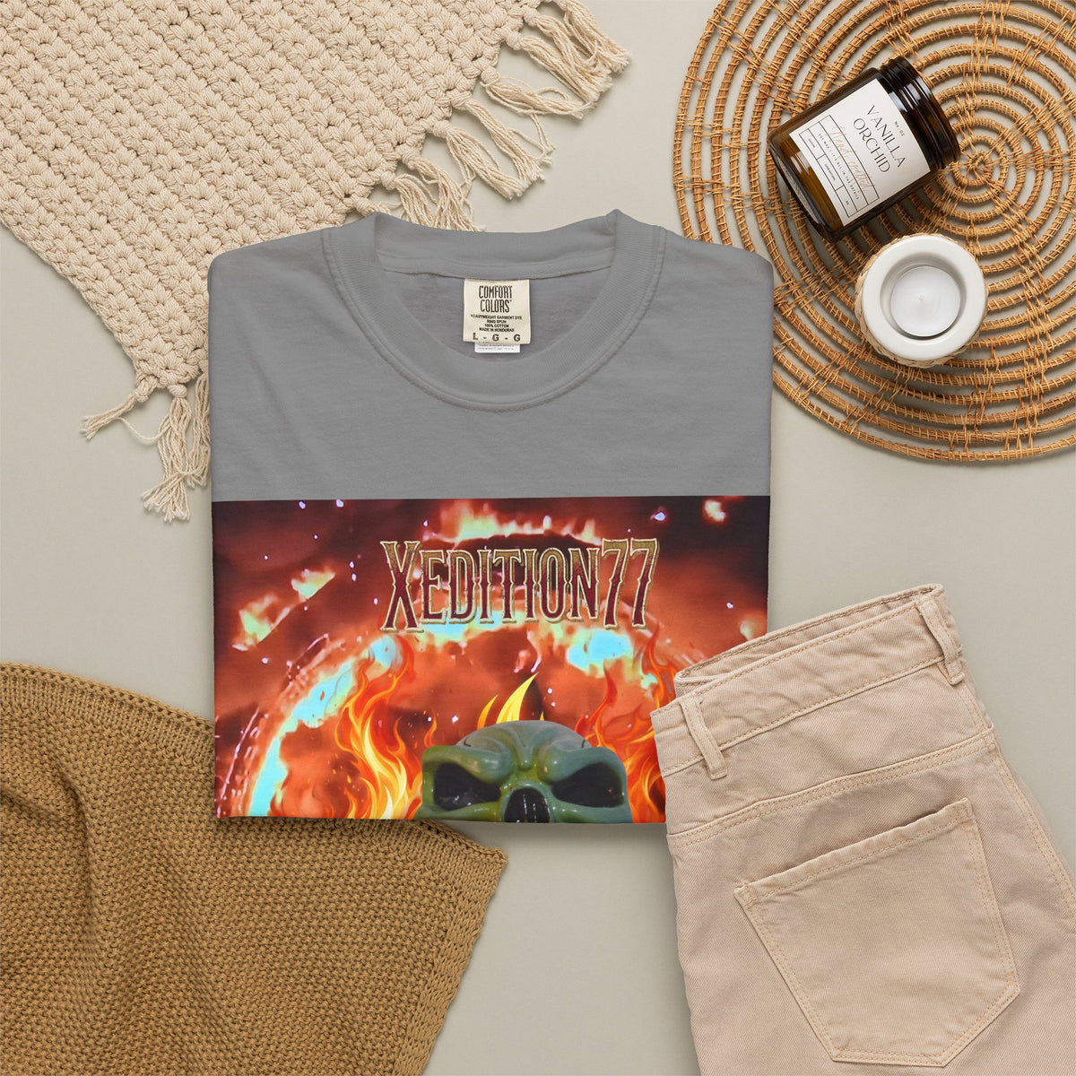 XEDITION77 Skull Flame Graphic T-Shirt