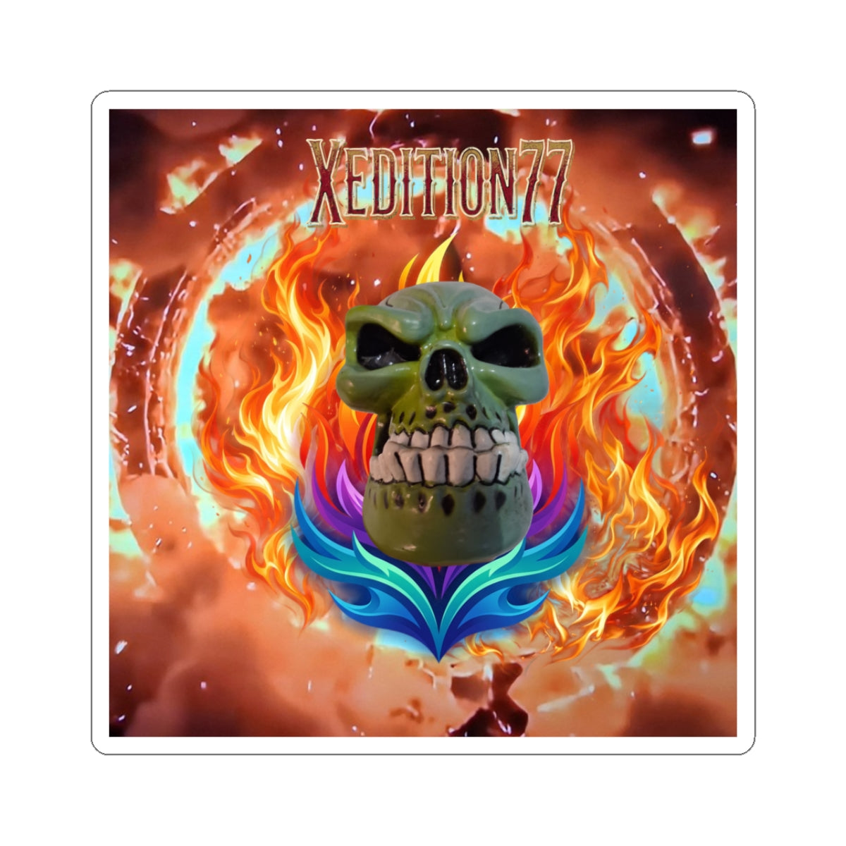 Flaming Skull Cut Sticker — Xedition77 Graphic Decal