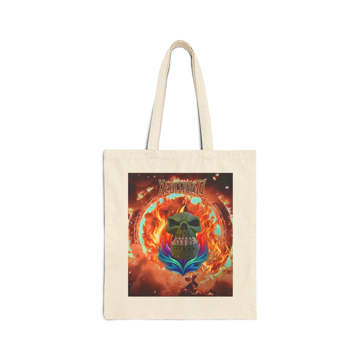XEDITION77 Skull Flame Canvas Tote Bag