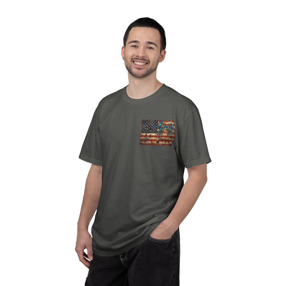 Xedition77 GUINEA VA.Blue Crab Shack T-Shirt Coastal Fishing Dock Graphic Tee