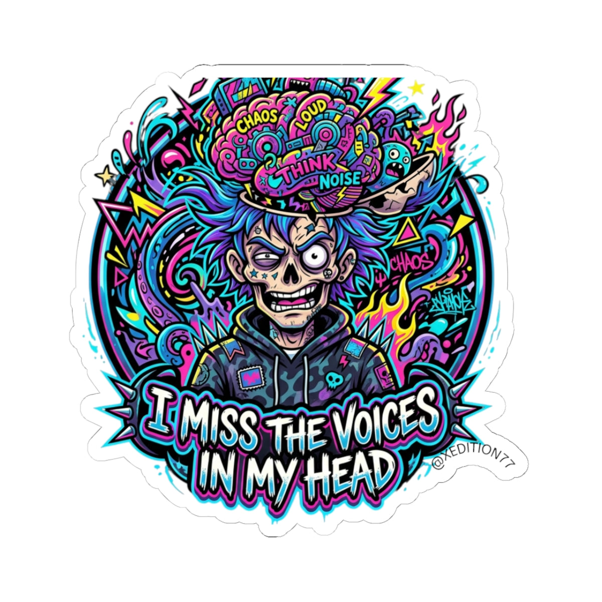Sticker - “I Miss the Voices in My Head” Psychedelic Chaos Sticker