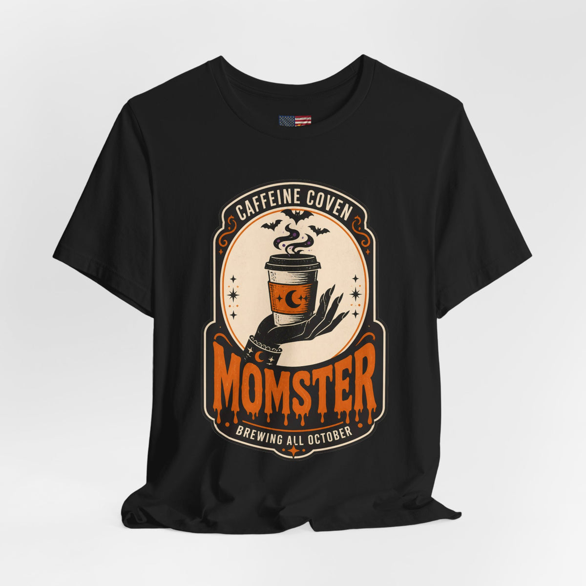 Momster Caffeine Coven Tee | Halloween Mom Retro Pumpkin Coffee