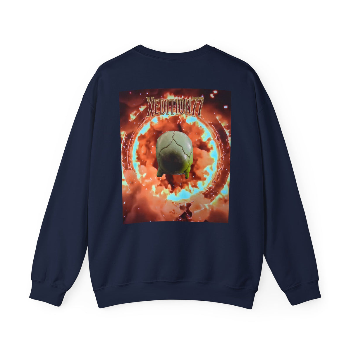 XEDITION77 Flaming Skull Crewneck Sweatshirt