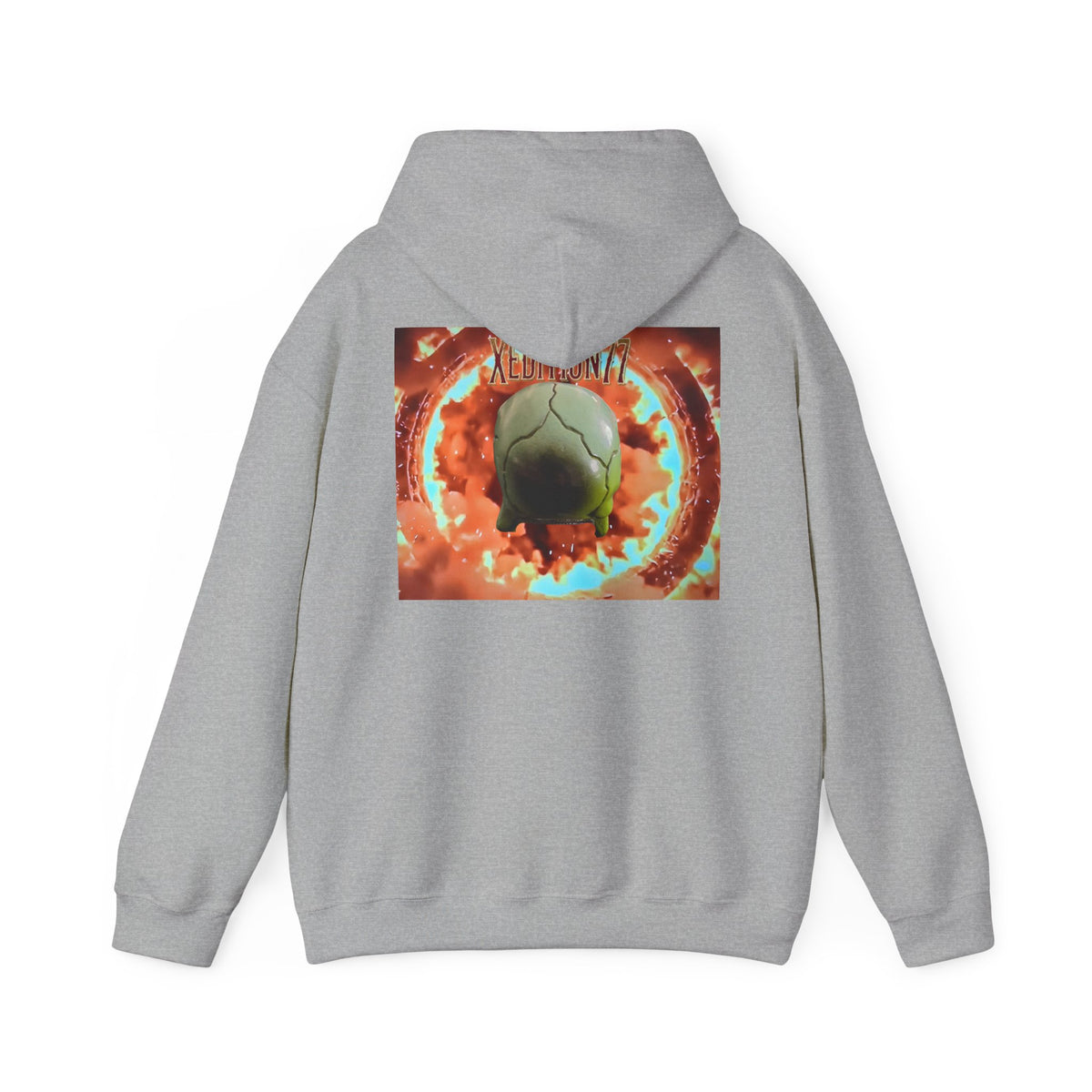 XEDITION77 Skull Flame Hoodie – Colorful Flaming Skull Graphic Pullover