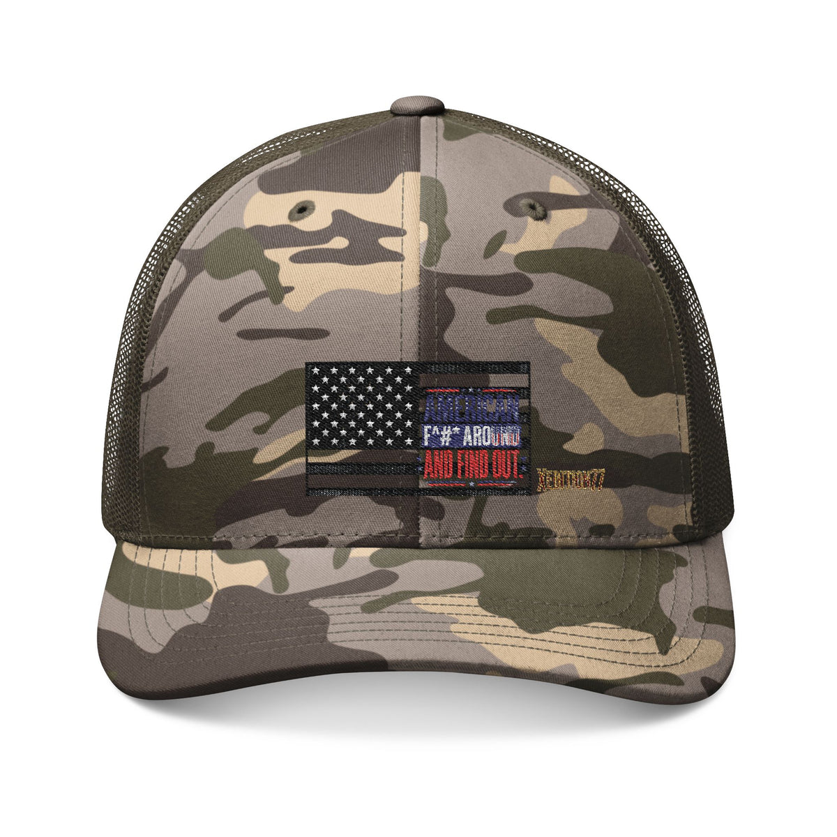 Xedition77 Camo DAD Hat — Embroidered American Flag Patch