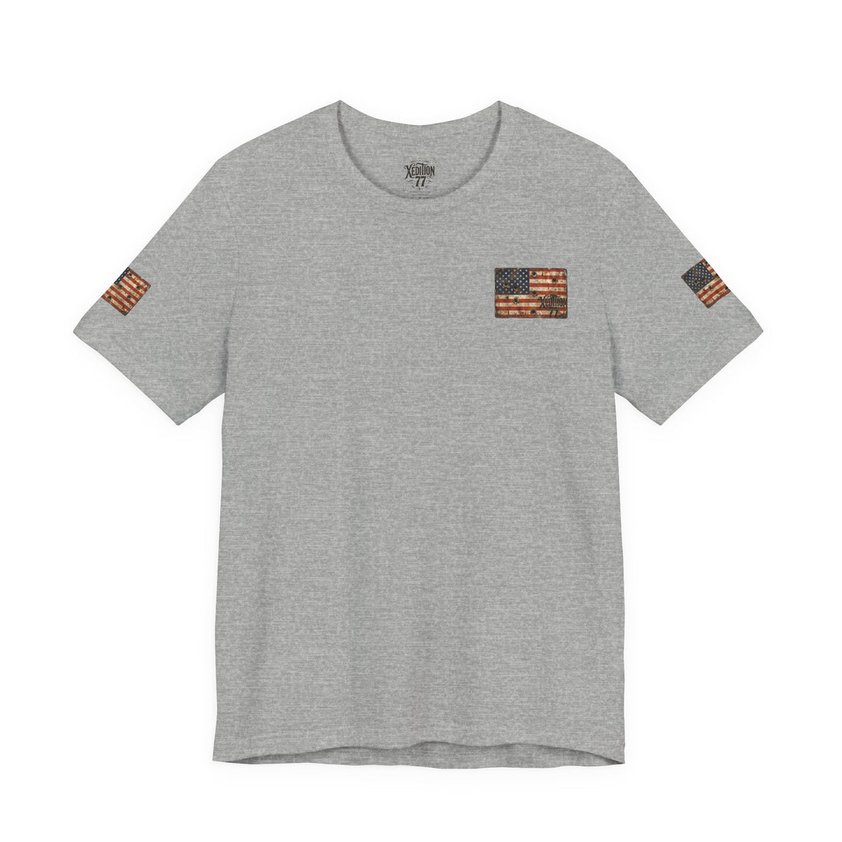 XEDITION77 "Crab Pot Life"American Flag Chest Pocket T‑Shirt