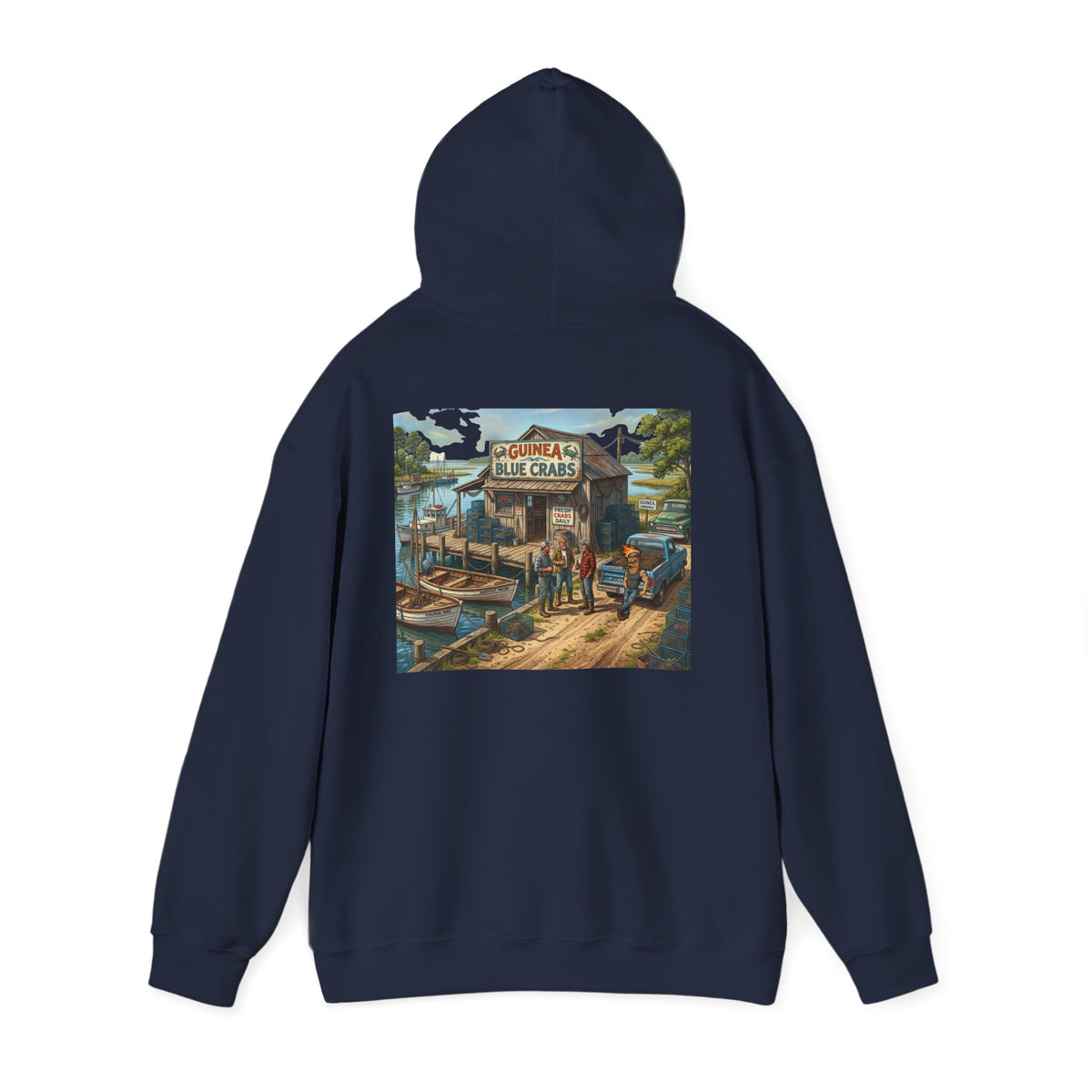Xedition77 CRAB "POT" LIFE GUINEA VA. American Flag Vintage Hoodie Patriotic Distressed USA Sweatshirt