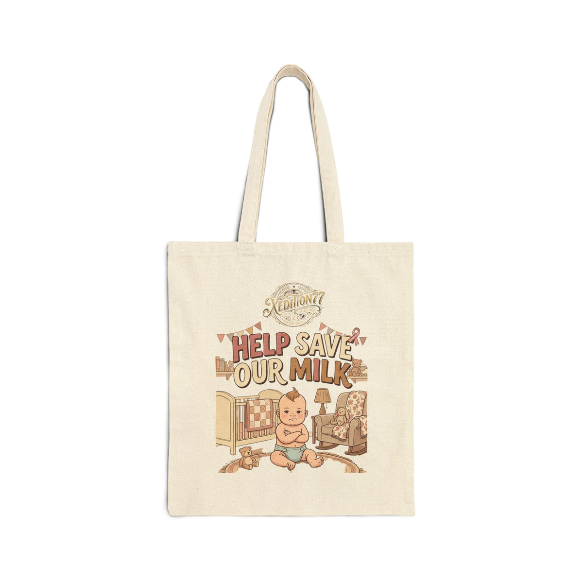 "Breast cancer awareness" Help Save Our Milk Canvas Tote Bag