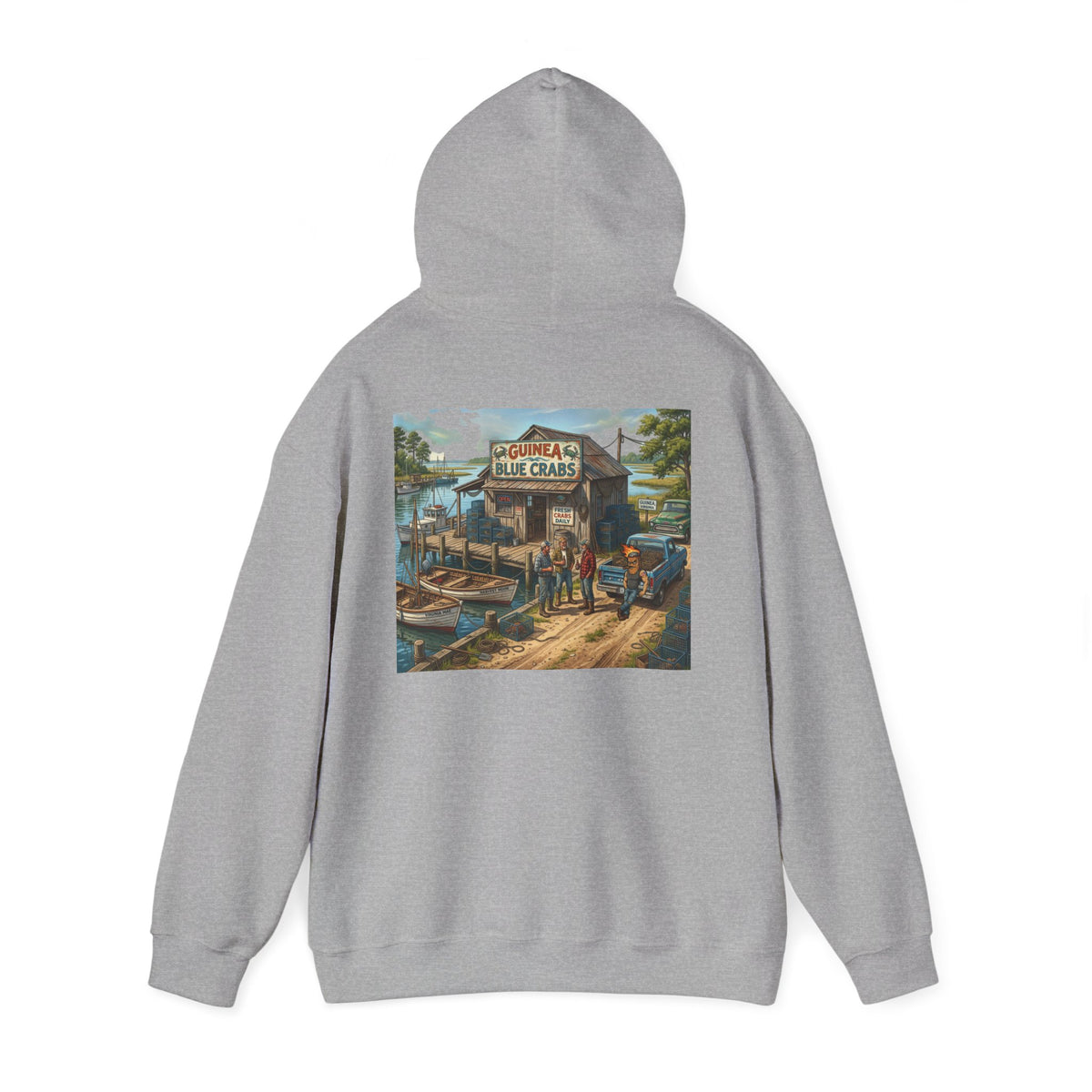 Xedition77 CRAB "POT" LIFE GUINEA VA. American Flag Vintage Hoodie Patriotic Distressed USA Sweatshirt