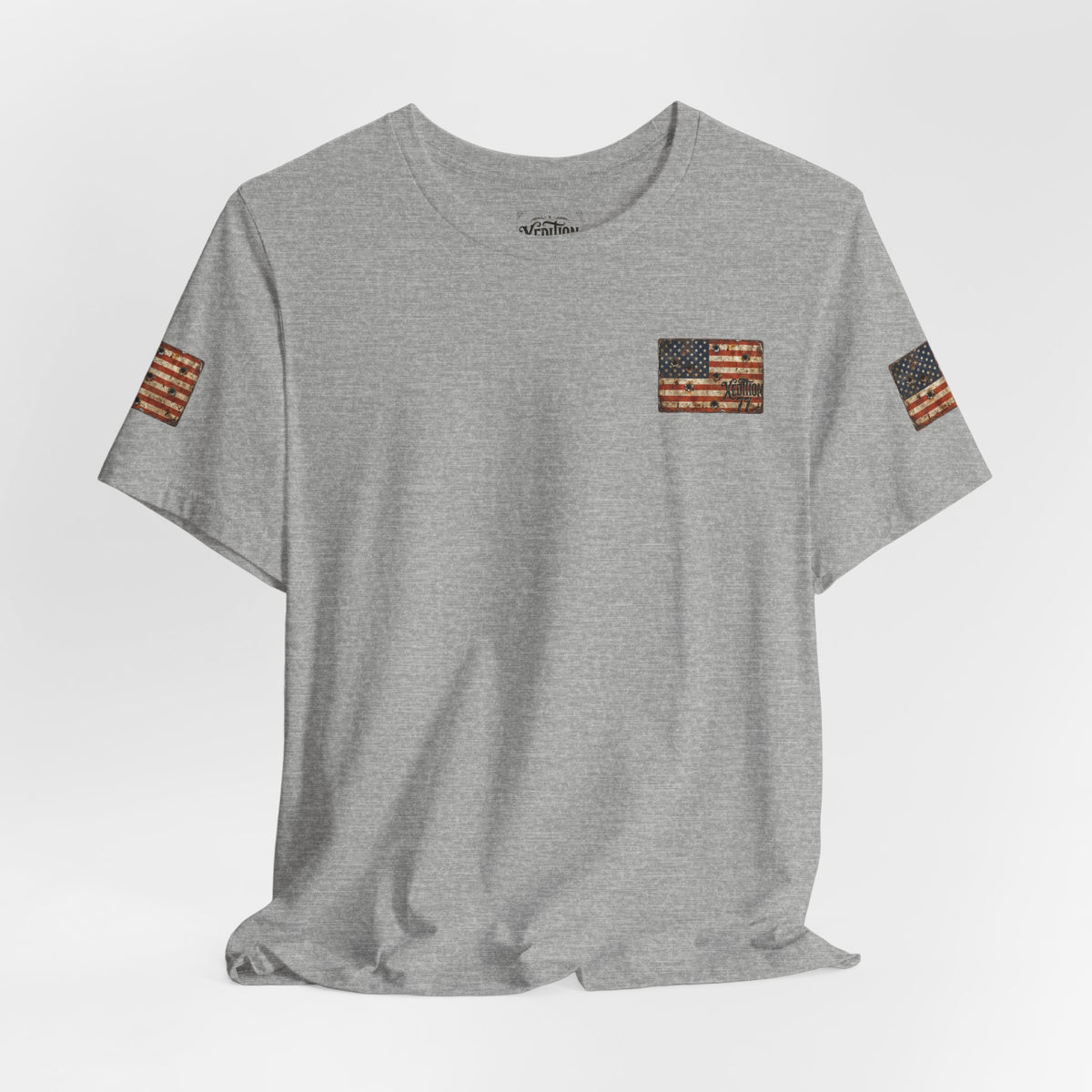 XEDITION77 "Crab Pot Life"American Flag Chest Pocket T‑Shirt