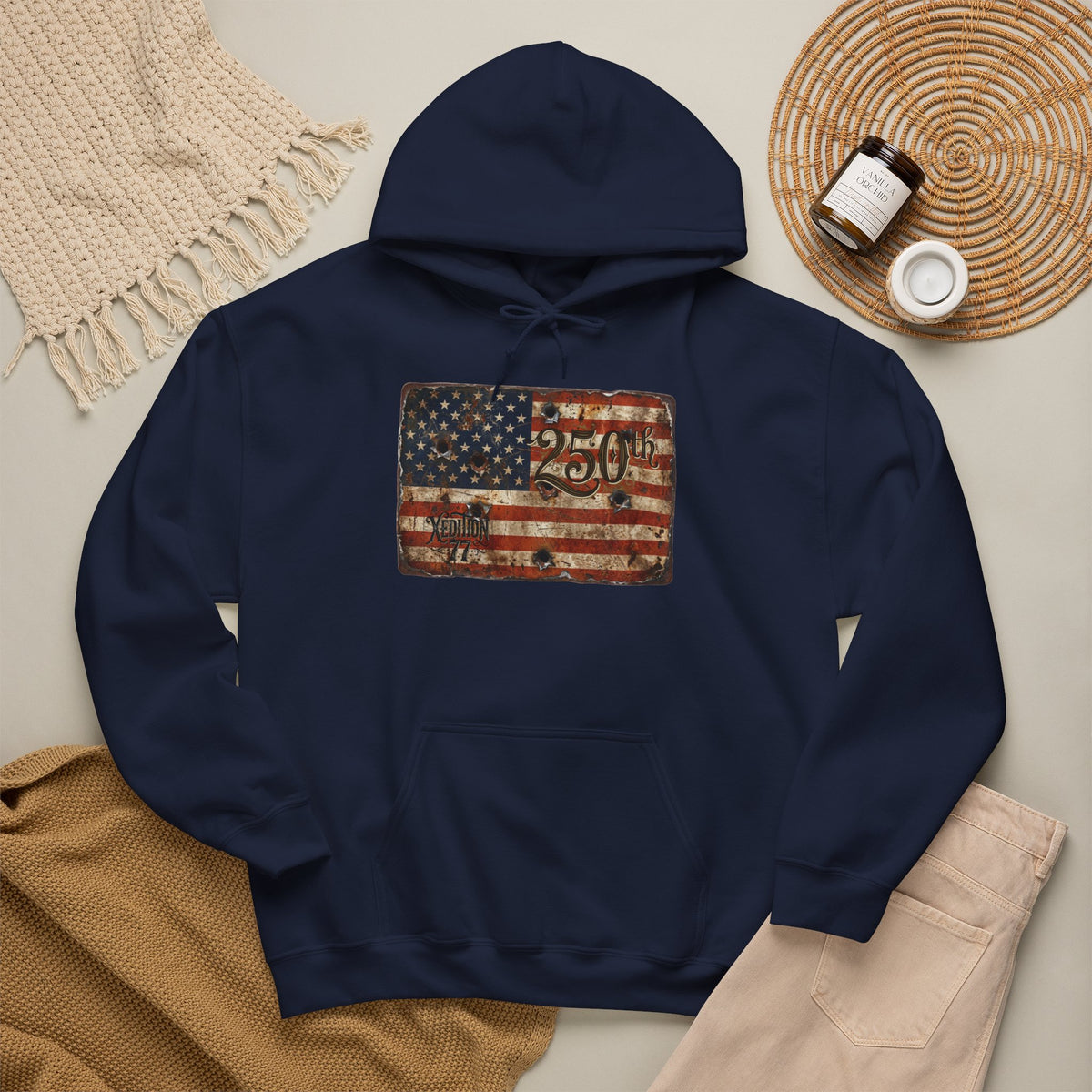 Patriotic Rustic American Flag Hoodie God Bless America Graphic