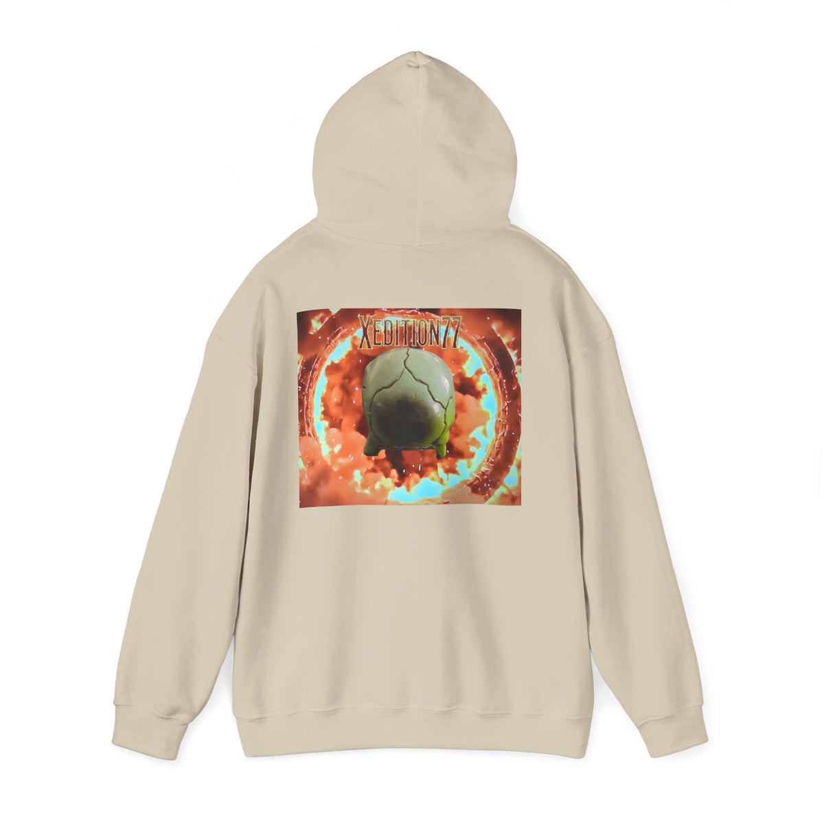 XEDITION77 Skull Flame Hoodie – Colorful Flaming Skull Graphic Pullover