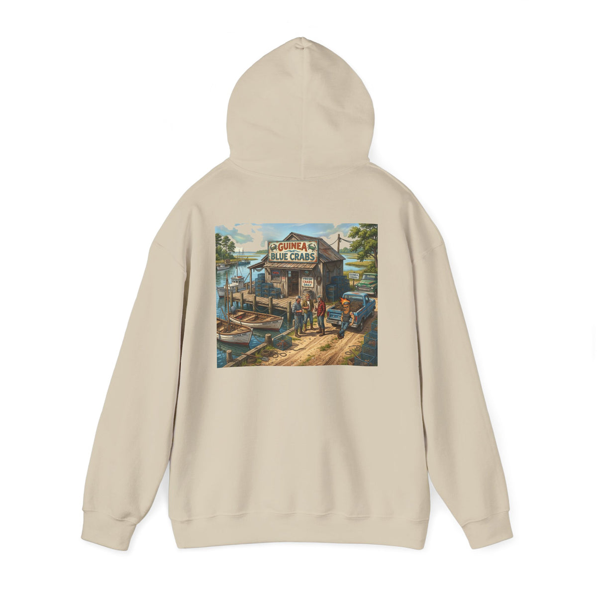 Xedition77 CRAB "POT" LIFE GUINEA VA. American Flag Vintage Hoodie Patriotic Distressed USA Sweatshirt