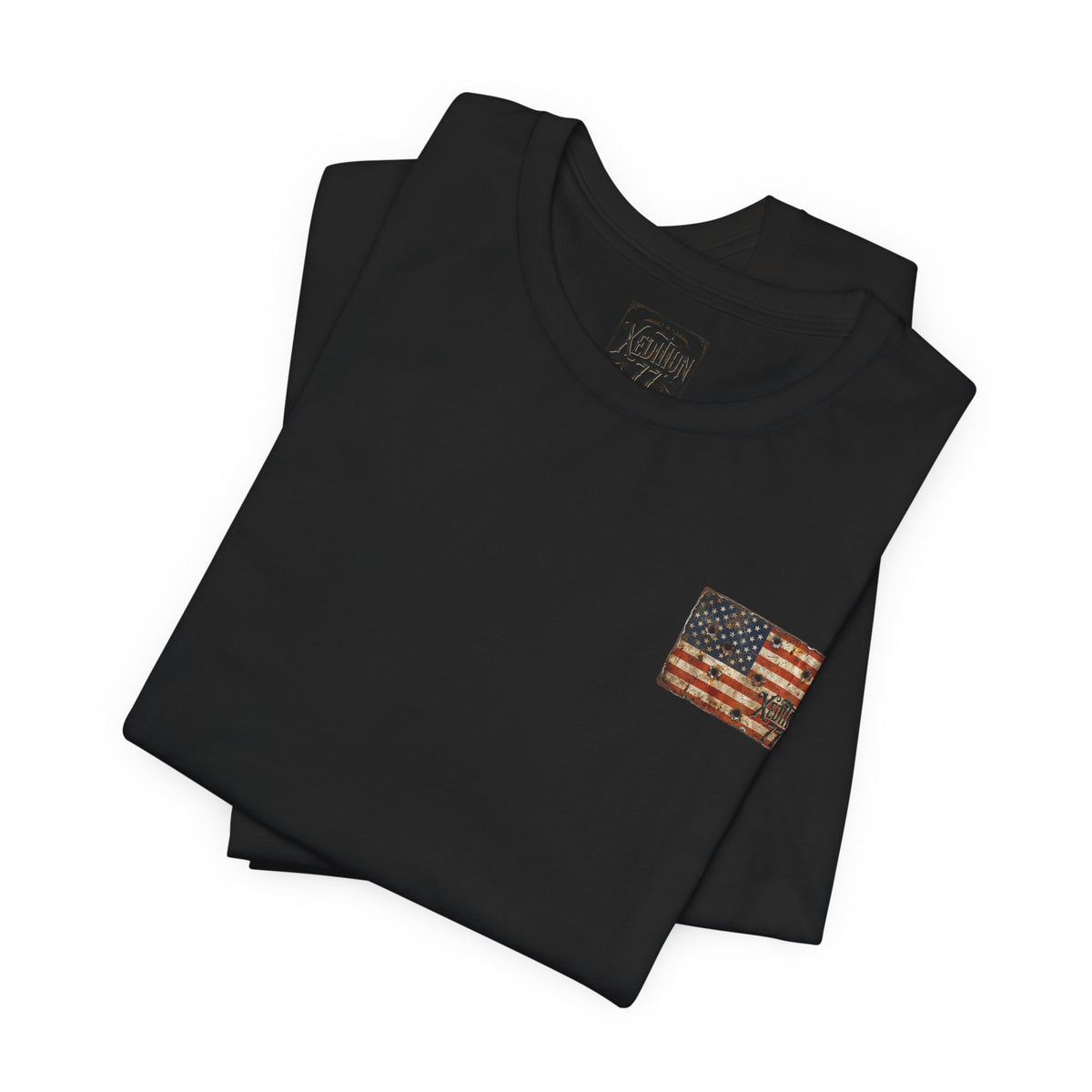 XEDITION77 "Crab Pot Life"American Flag Chest Pocket T‑Shirt
