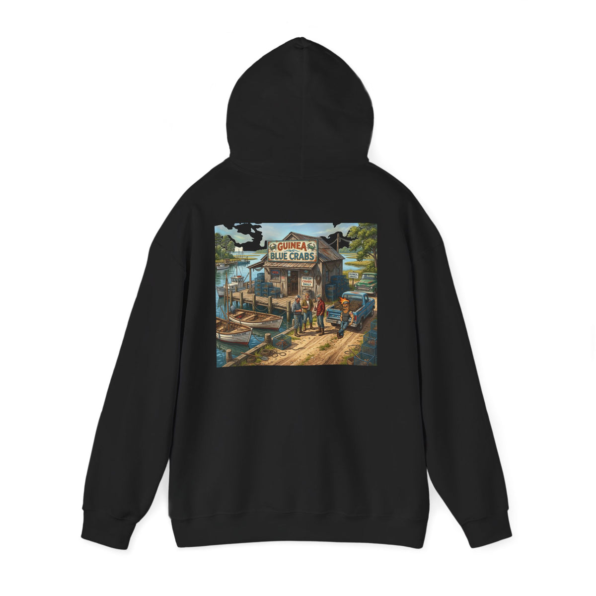 Xedition77 CRAB "POT" LIFE GUINEA VA. American Flag Vintage Hoodie Patriotic Distressed USA Sweatshirt